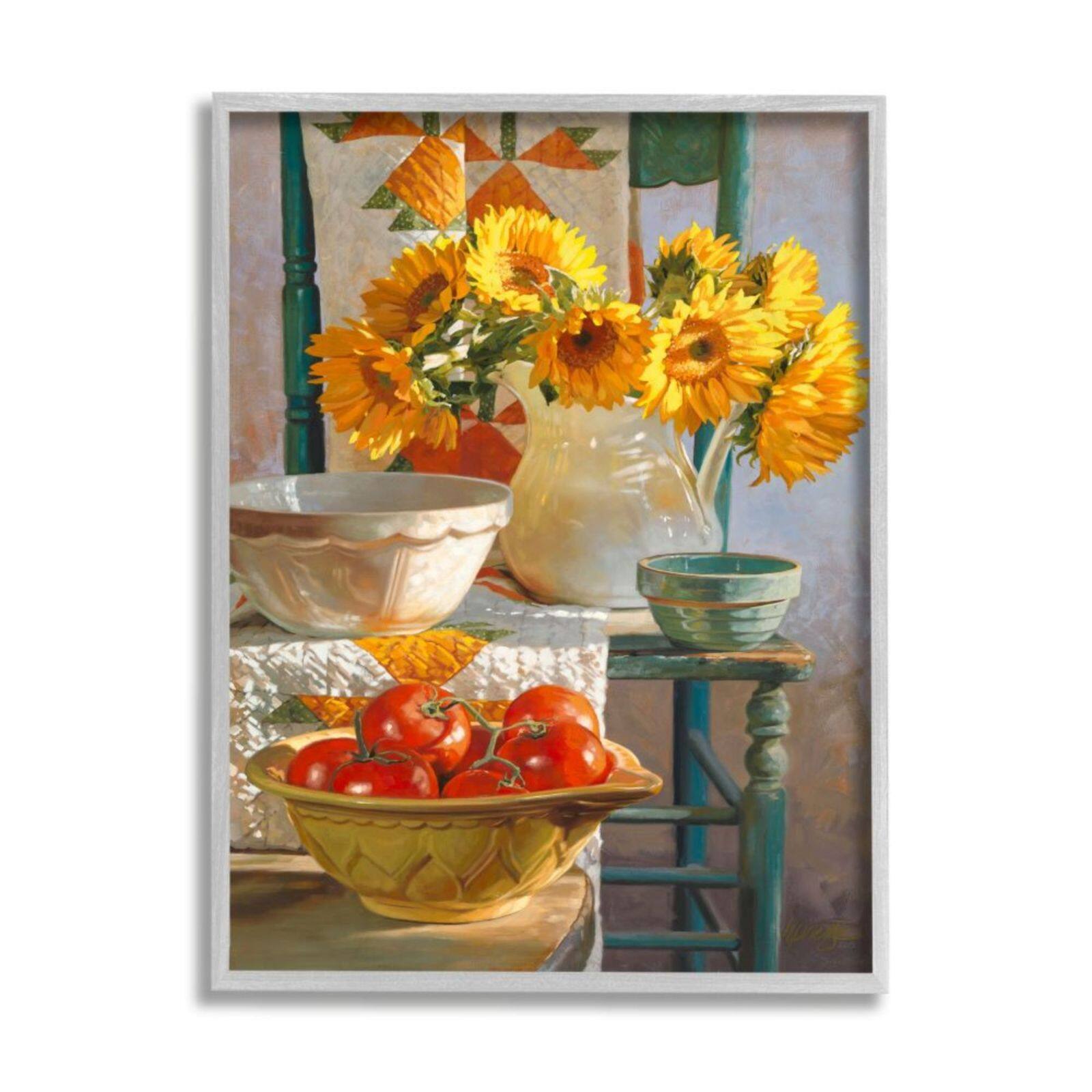 Stupell Industries Autumn Sunflower Harvest Still Life Framed Wall Art