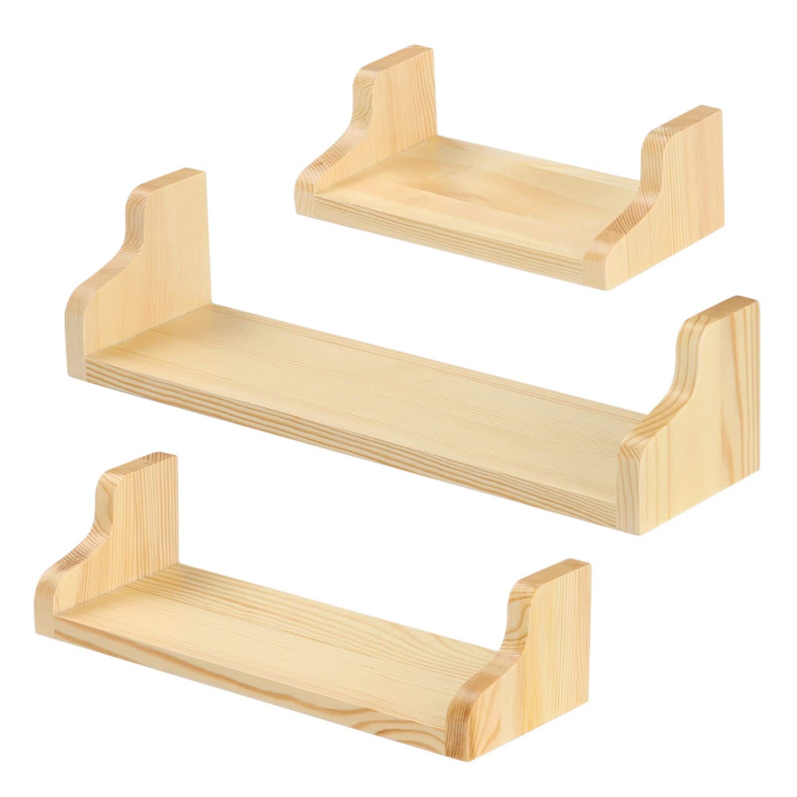 NEX™ Pale Yellow Rustic Wood Floating Shelves Set with Metal Brackets