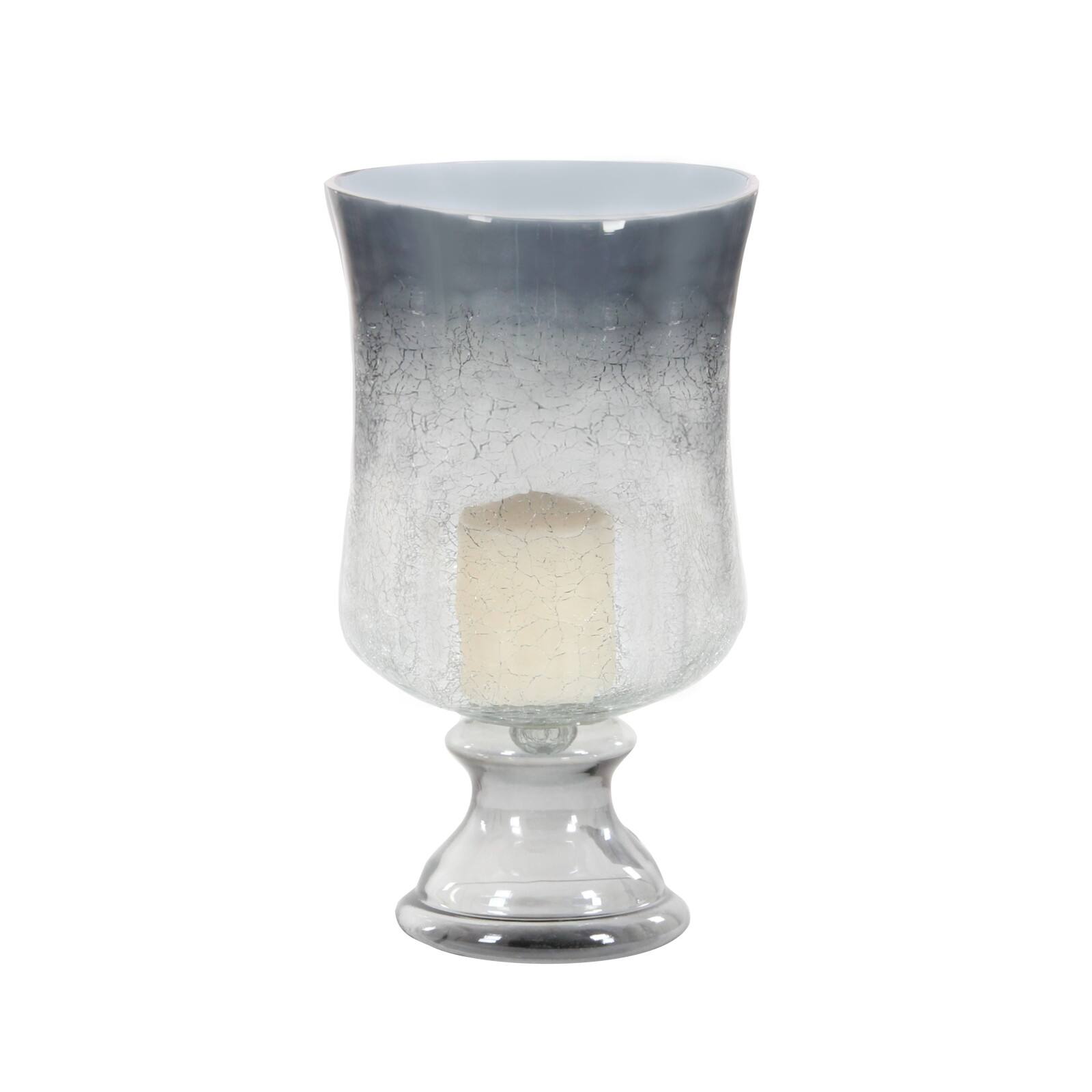 14&#x22; Black Glass Traditional Candle Holder