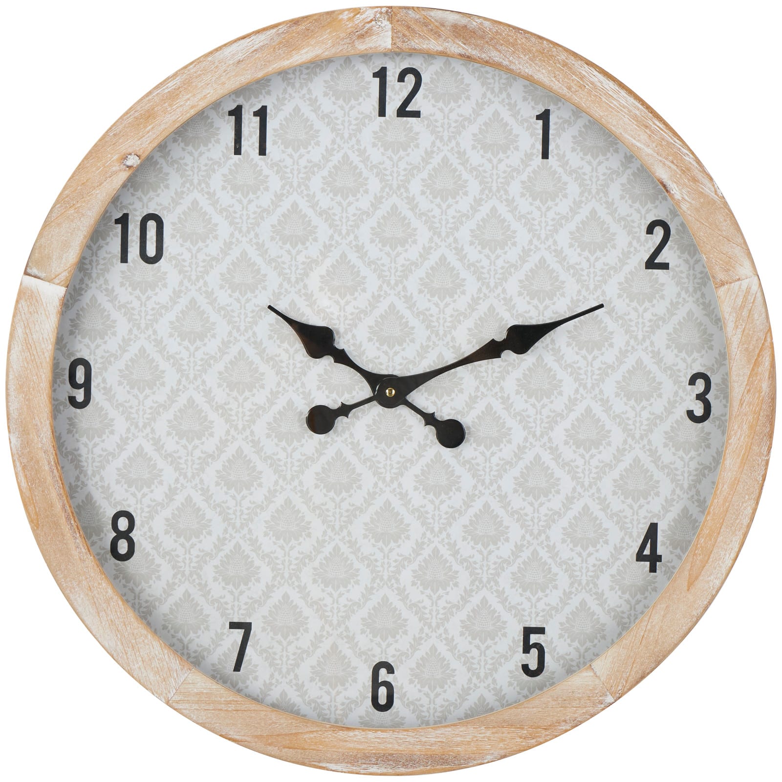 23.5&#x22; Floral Wall Clock with Light Brown Wood Frame