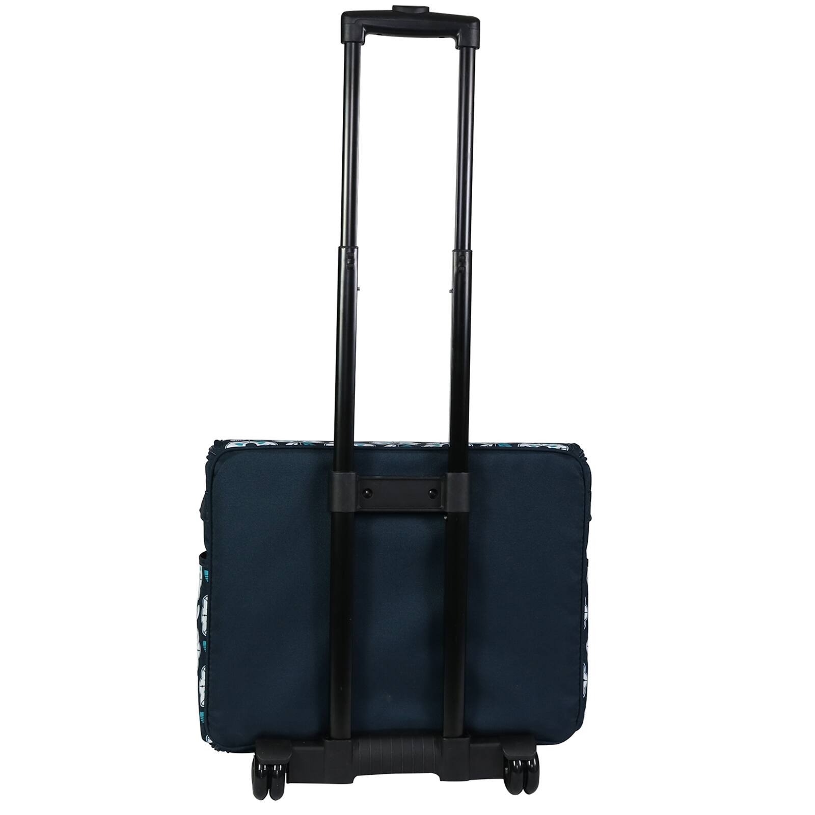 Everything Mary Collapsible Teal Floral Print Rolling Sewing Machine Tote