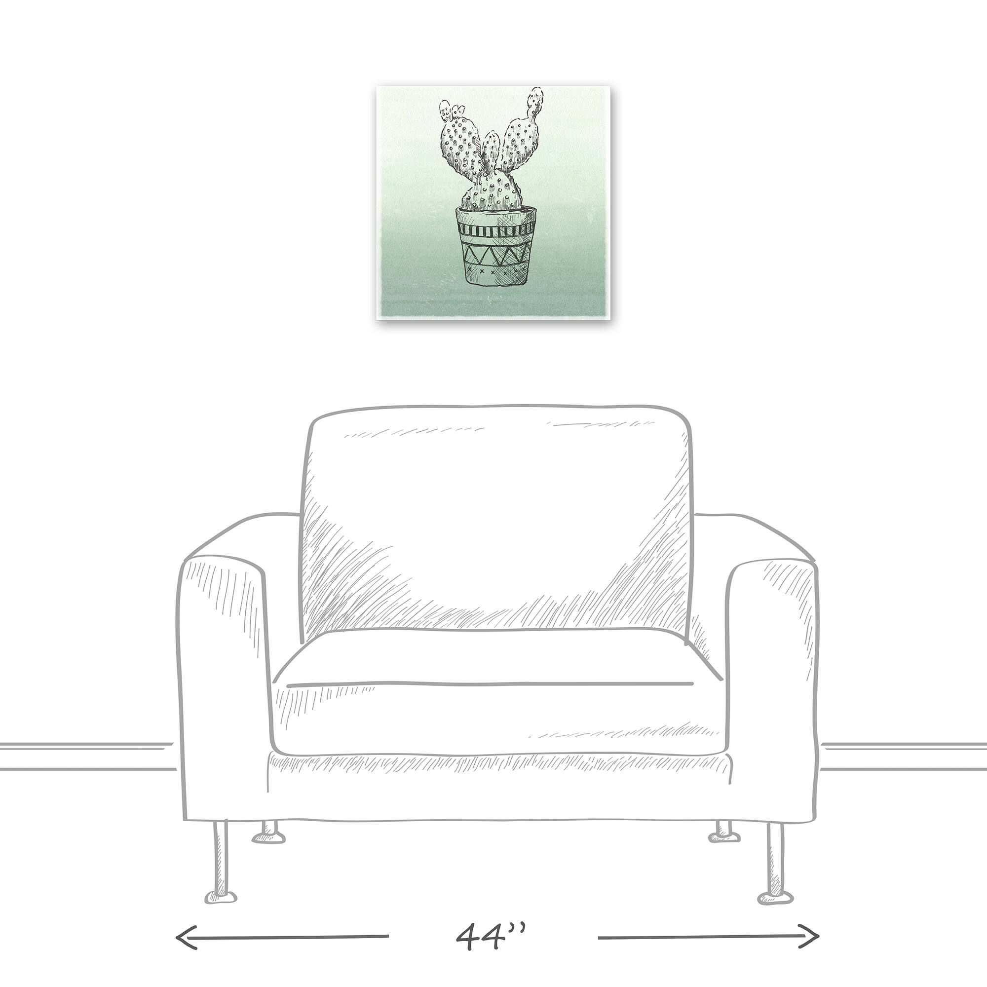 Green Single Potted Cactus 16" x 16" Canvas Wall Art