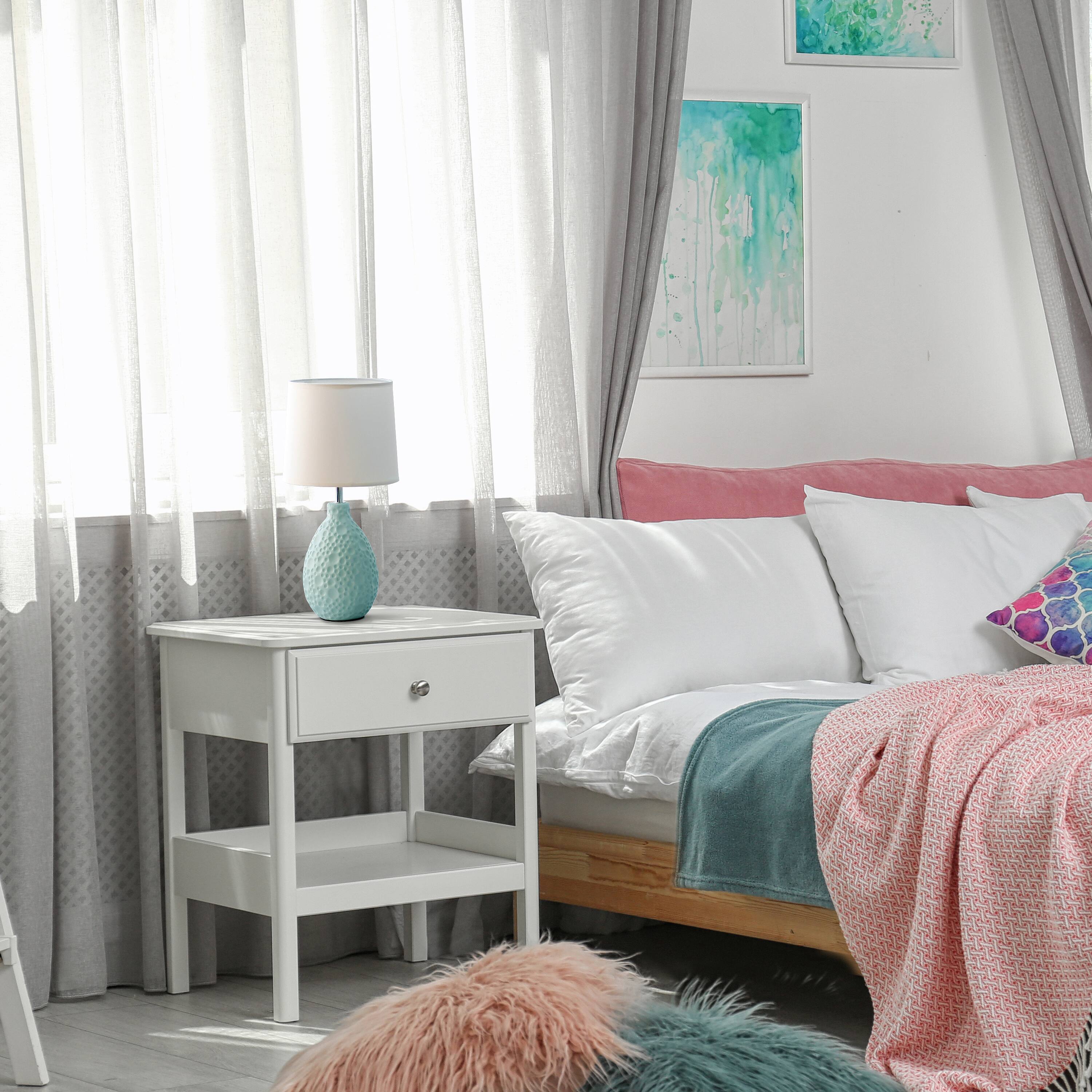 Simple Designs Textured Stucco Ceramic Oval Table Lamp