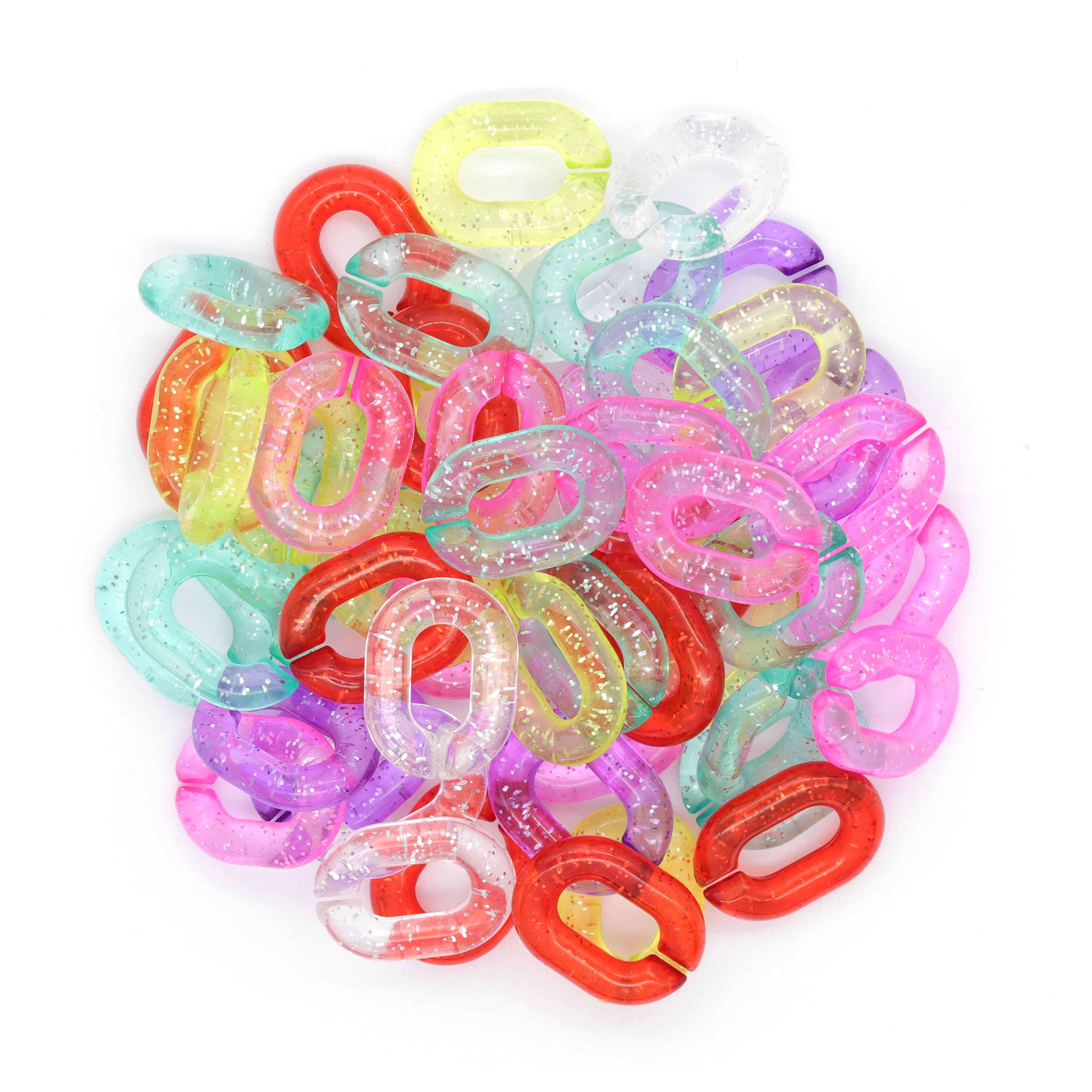 12 Packs: 60 ct. (720 total) Transparent Glitter Plastic Chain Links by Creatology&#x2122;