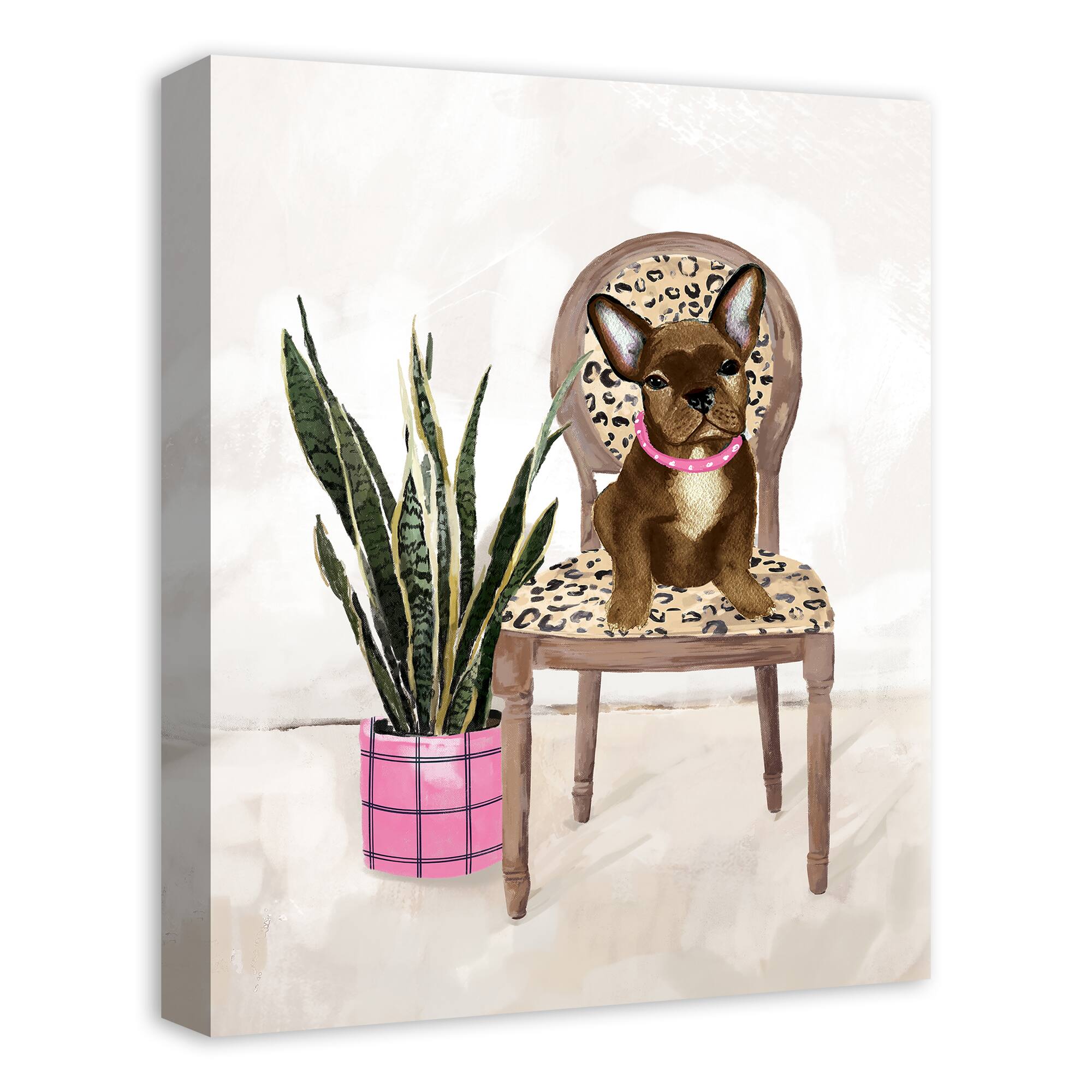 Cheetah Chair Dog 2 Canvas Wall Art