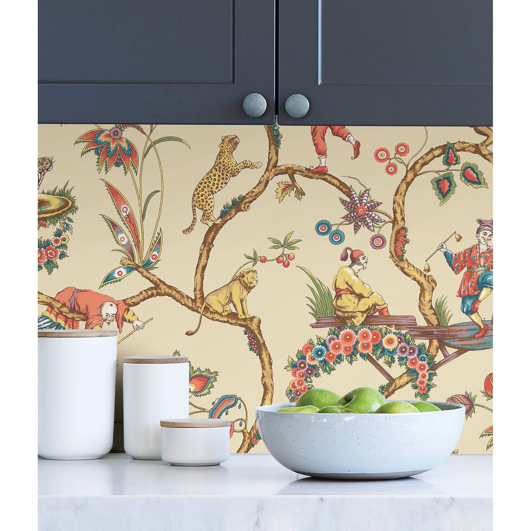 Scalamandre Ecru Chinoises Exotique Peel & Stick Wallpaper