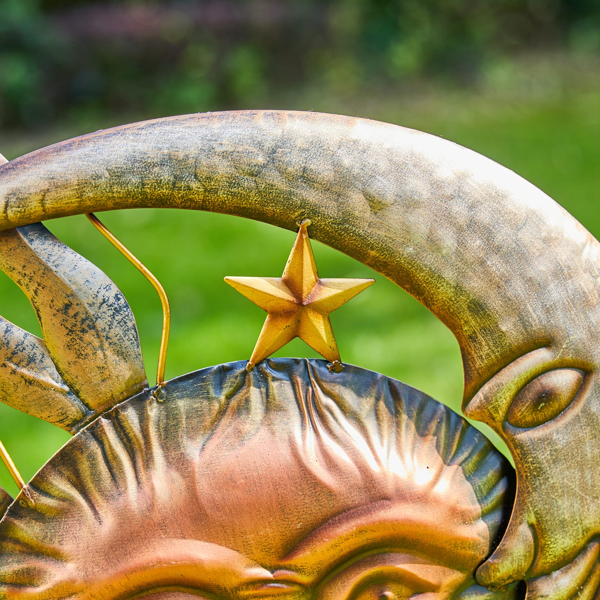 Glitzhome® 3ft. Metal Sun & Moon Yard Stake or Wall Décor