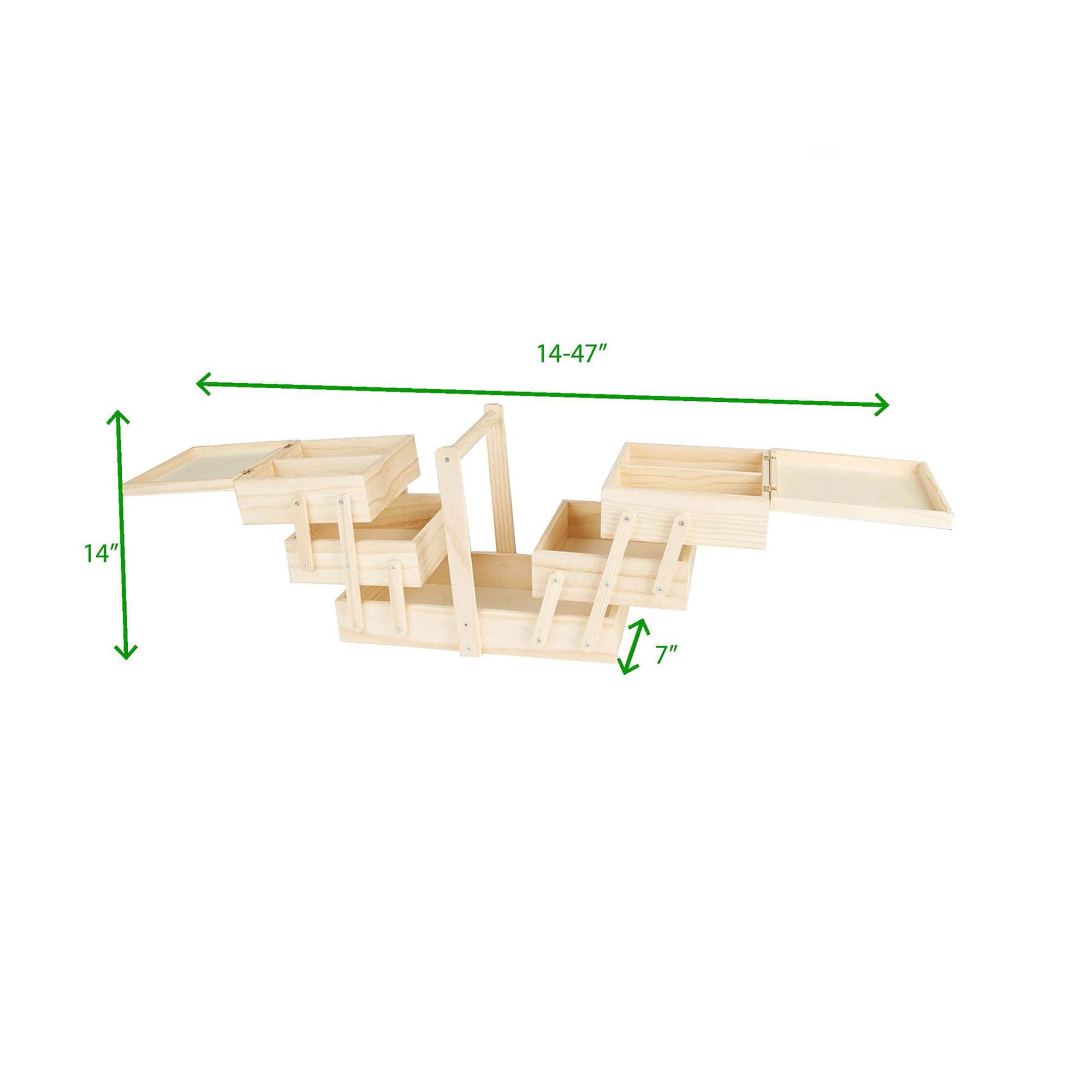 Mind Reader Brown Portable Wooden Sewing Storage Box Organizer