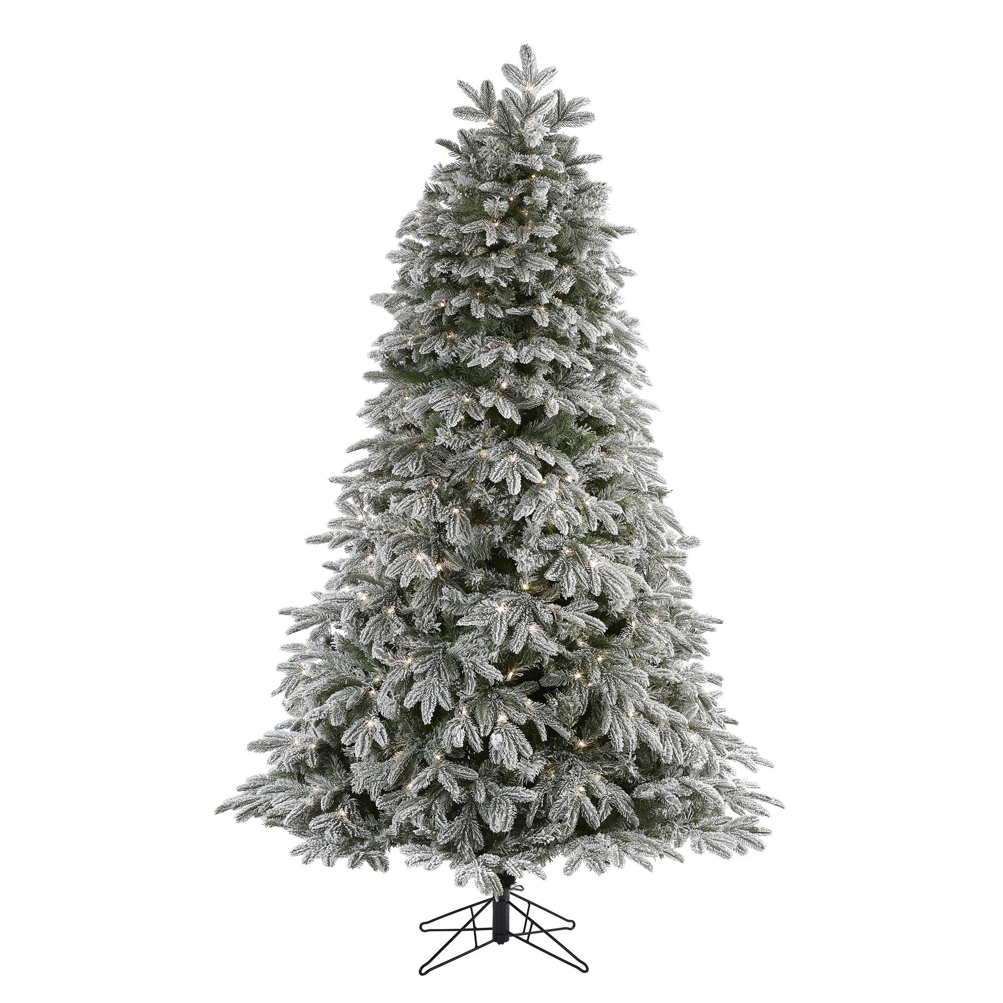 7ft. Pre-Lit Flocked Colorado Mountain Fir Artificial Christmas Tree, Warm White Microdot LED Lights