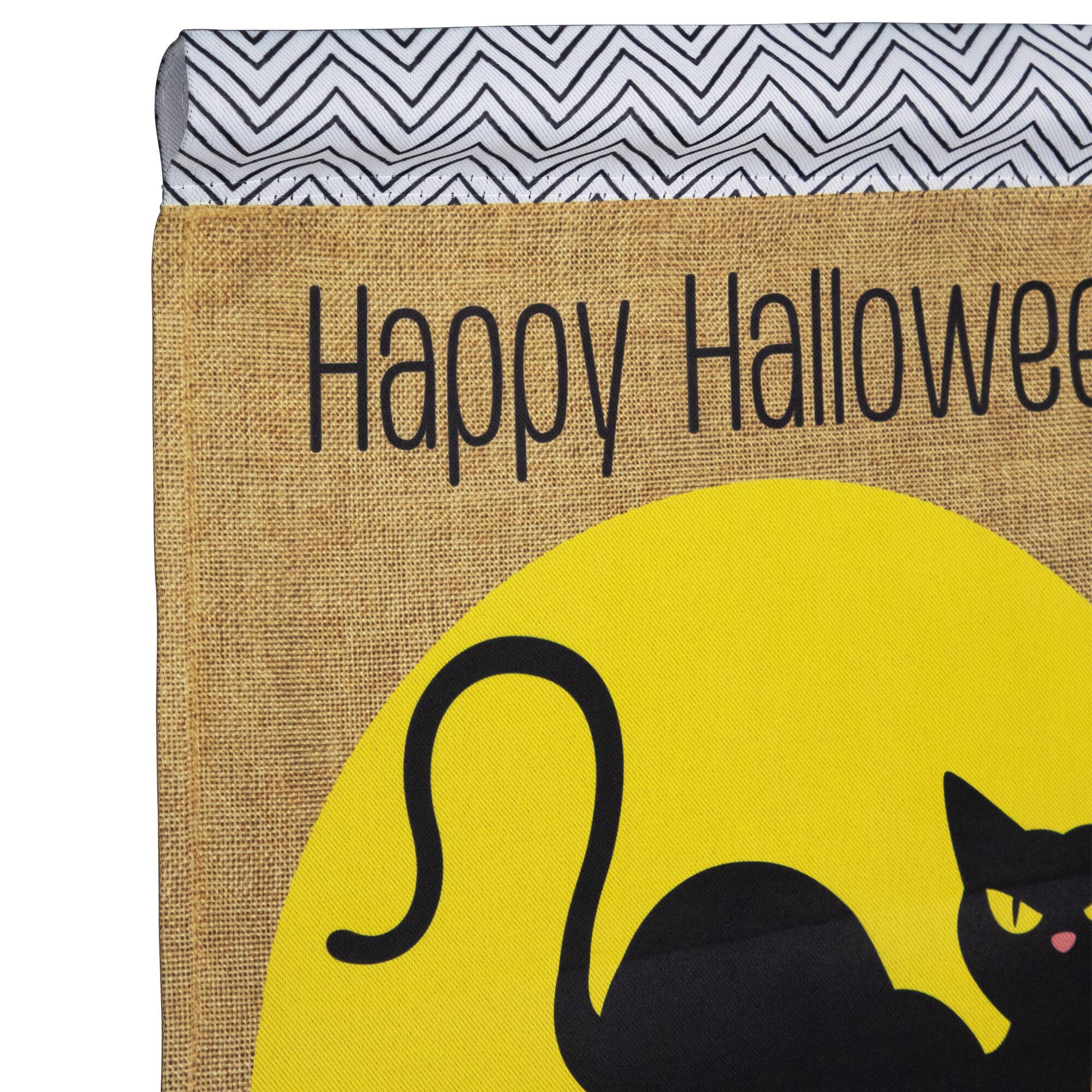 18" x 12.5" Black Cat Happy Halloween Outdoor Garden Flag