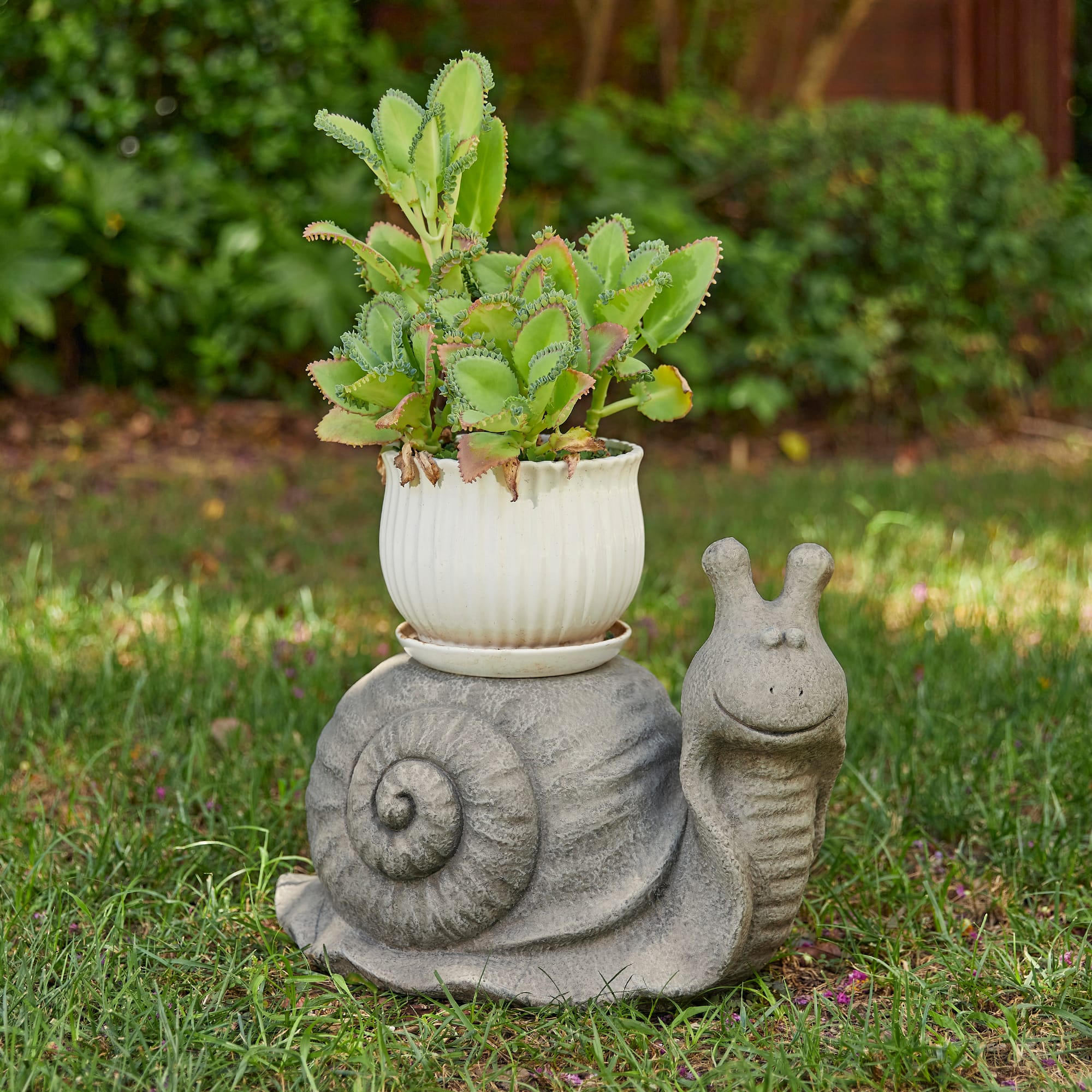 Glitzhome® 16.25" Snail Garden Statue Planter Stand