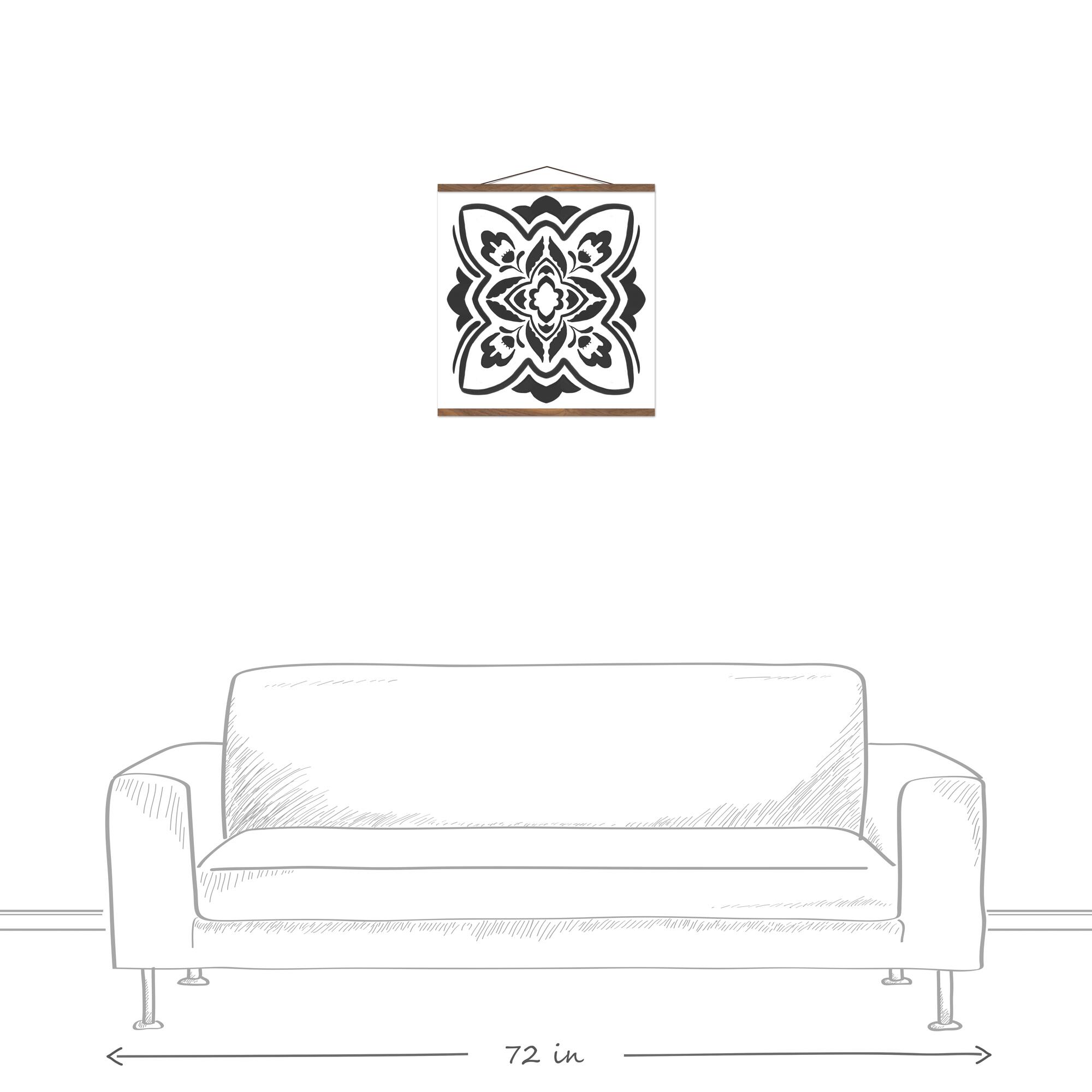 Black Medallion I 20" x 20" Teak Hanging Canvas