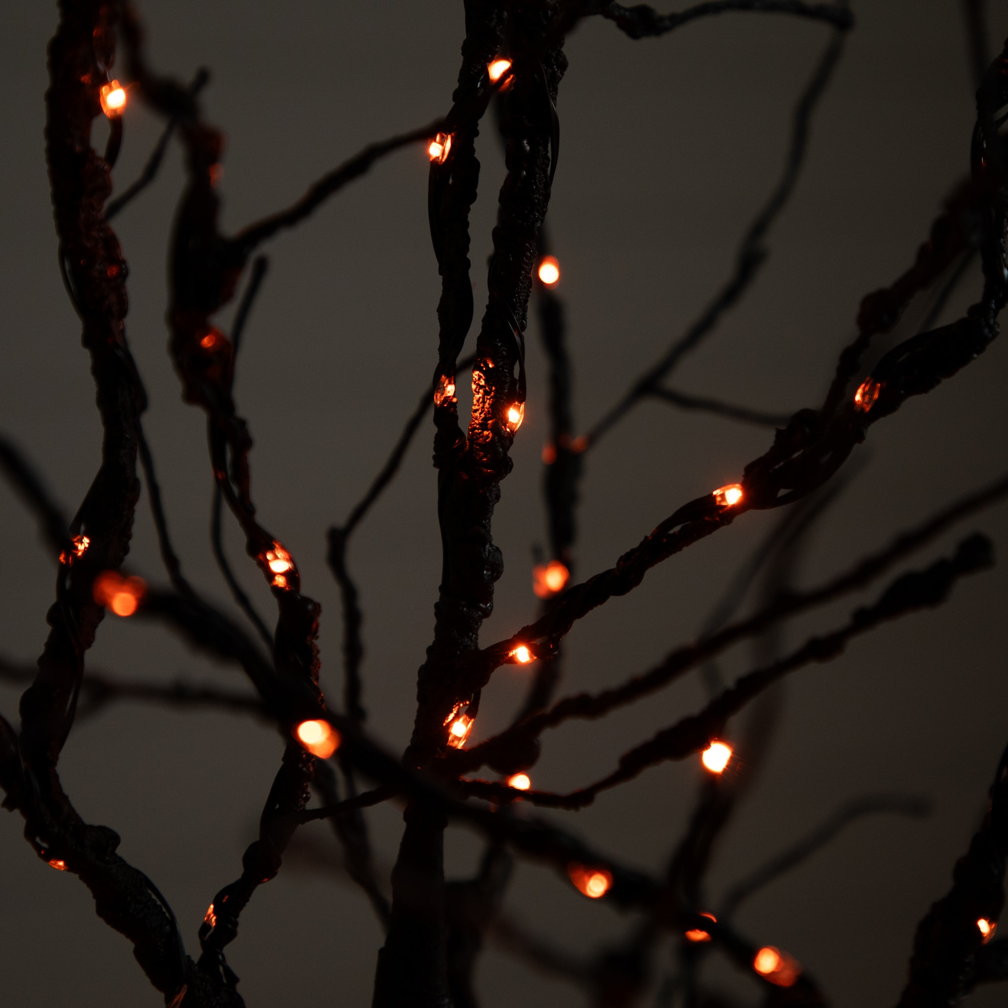 6ft. Orange &#x26; Purple LED Pre-Lit Halloween Deluxe Black Twig Artificial Fall Tree