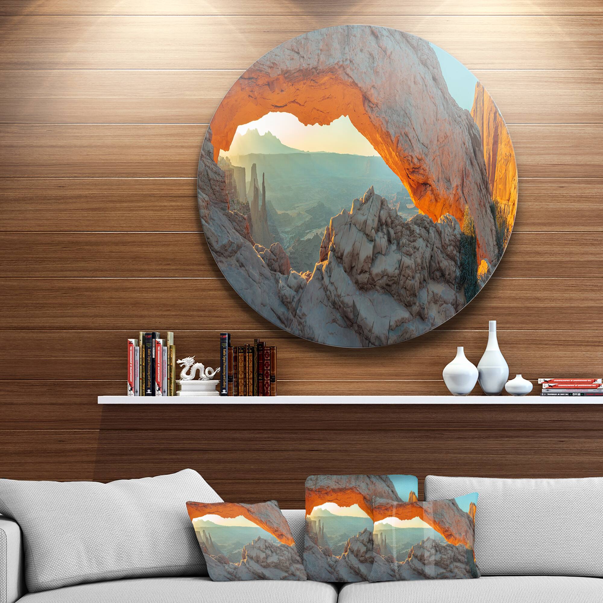 Designart - Mesa Arch Canyon lands Utah Park&#x27; Landscape Metal Circle Wall Art