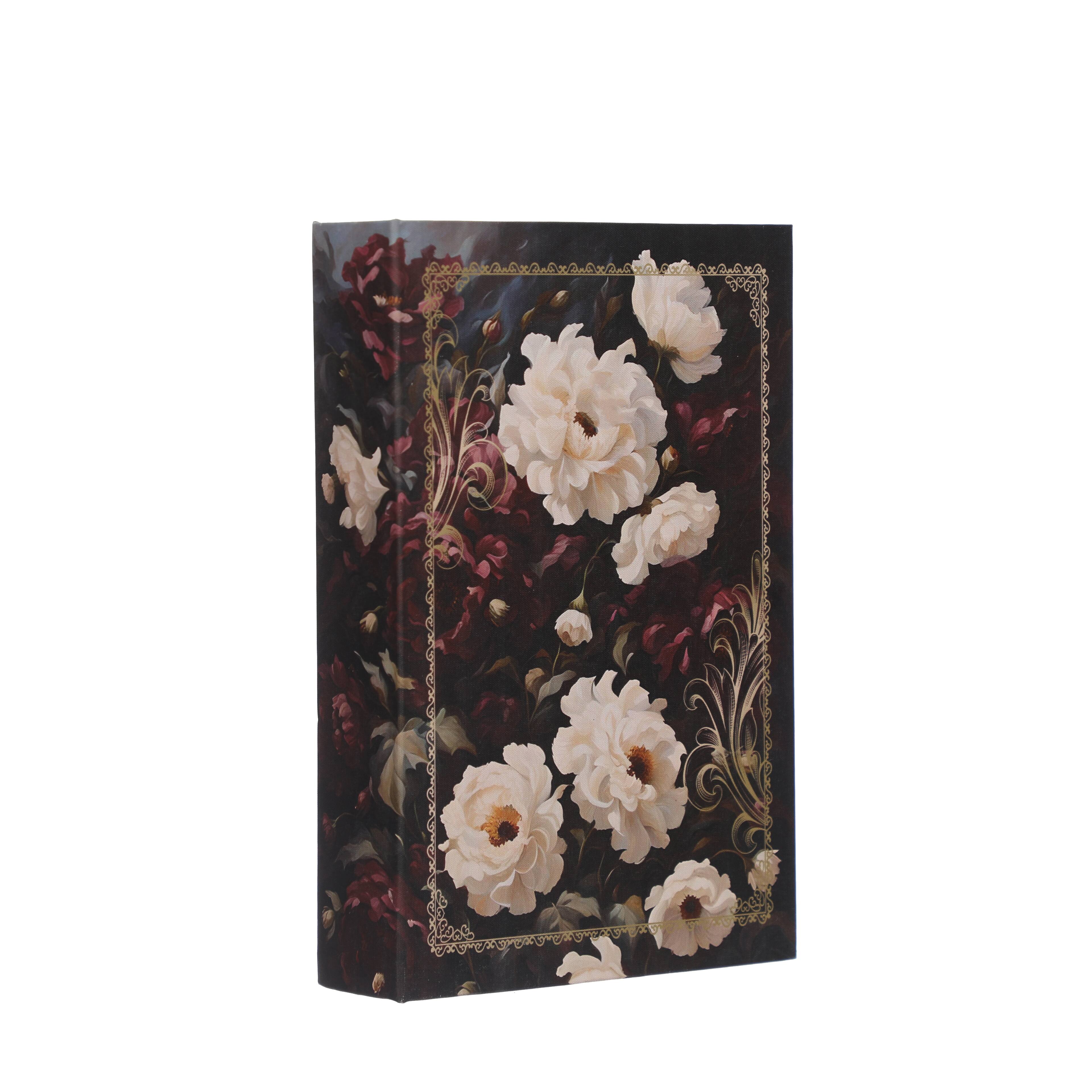 13" Black, Cream & Burgundy Floral Tabletop Book Box by Ashland®