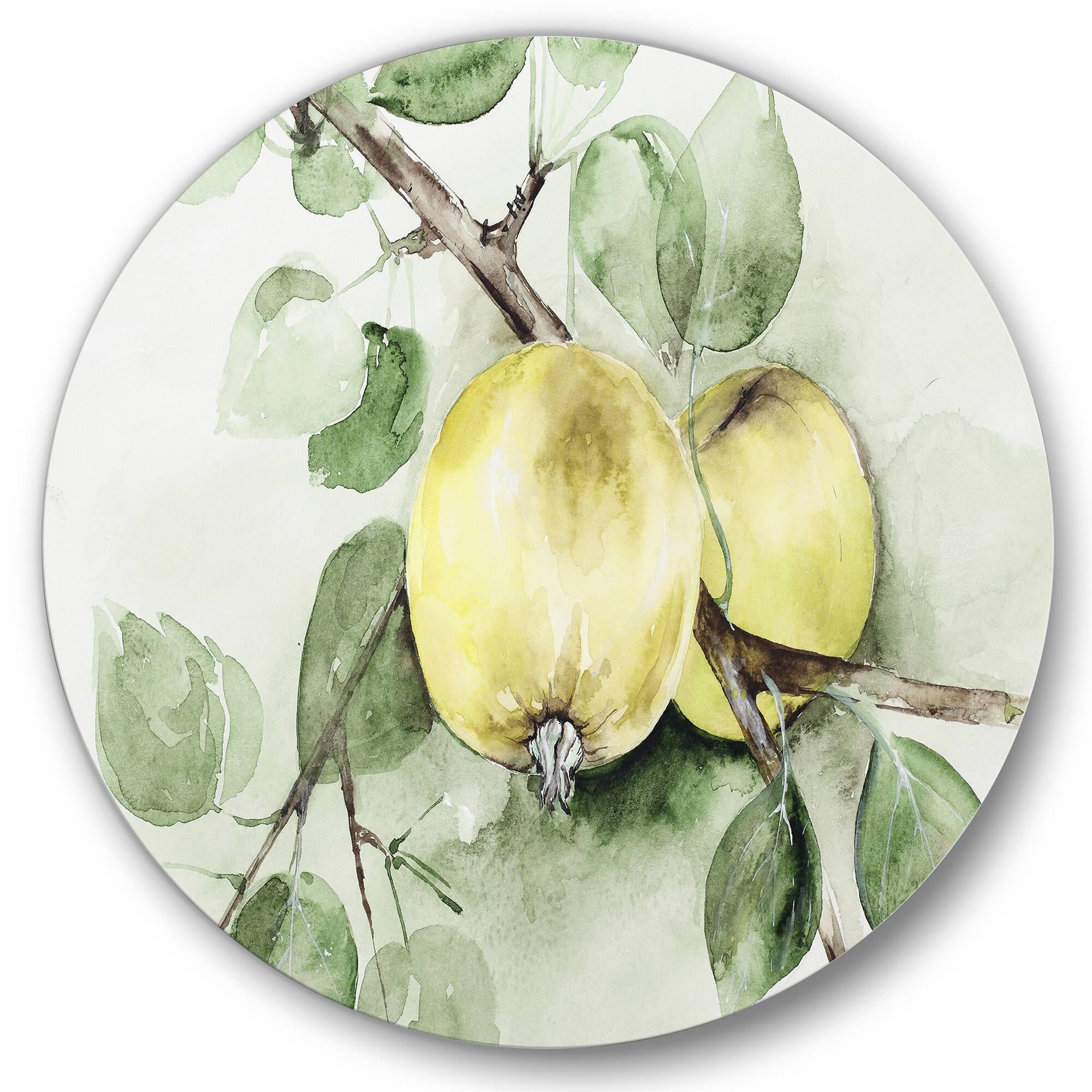 Designart - Vintage Green Appels - Farmhouse Metal Circle Wall Art