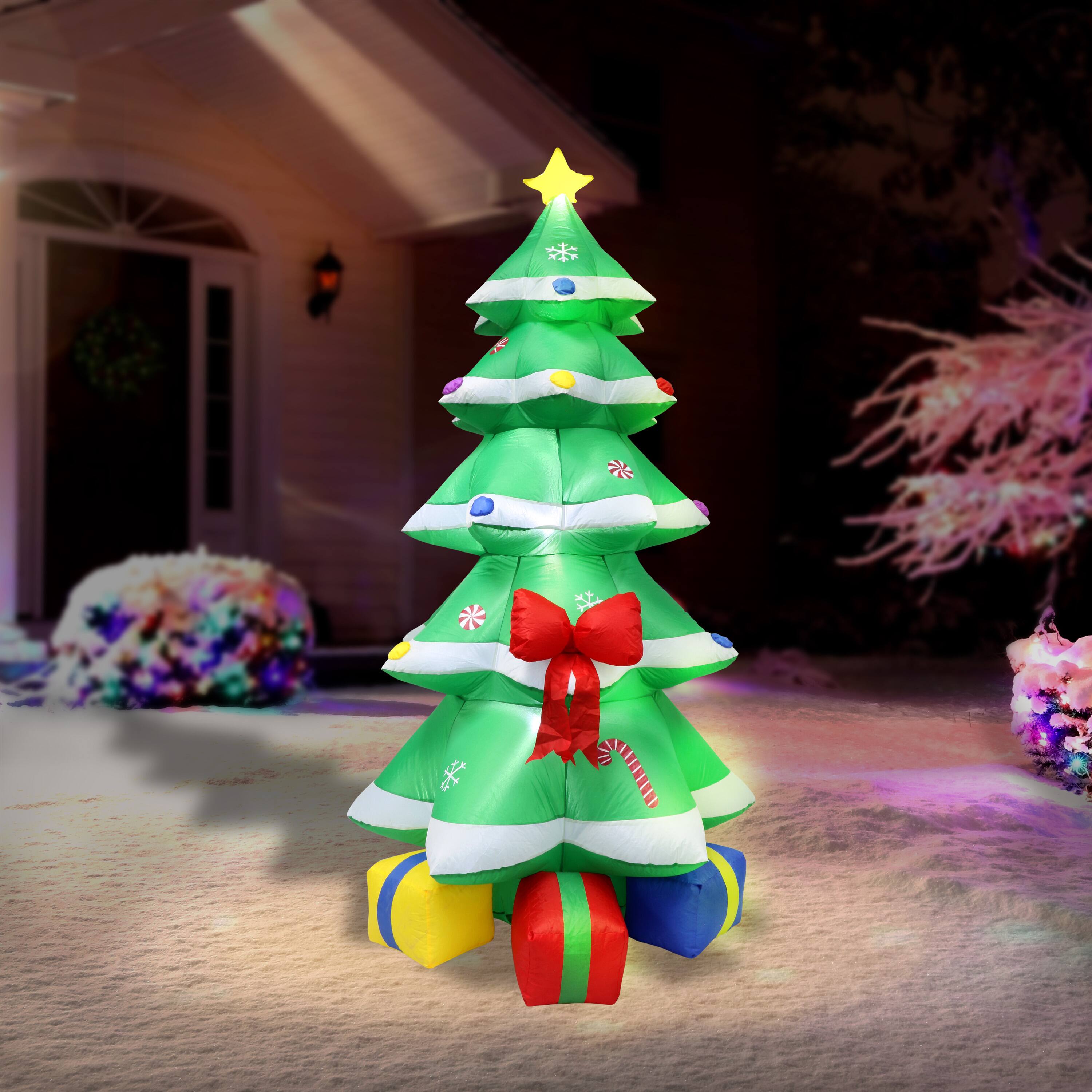 6 Pack: 6ft. Inflatable Green Christmas Tree with LED Lights
