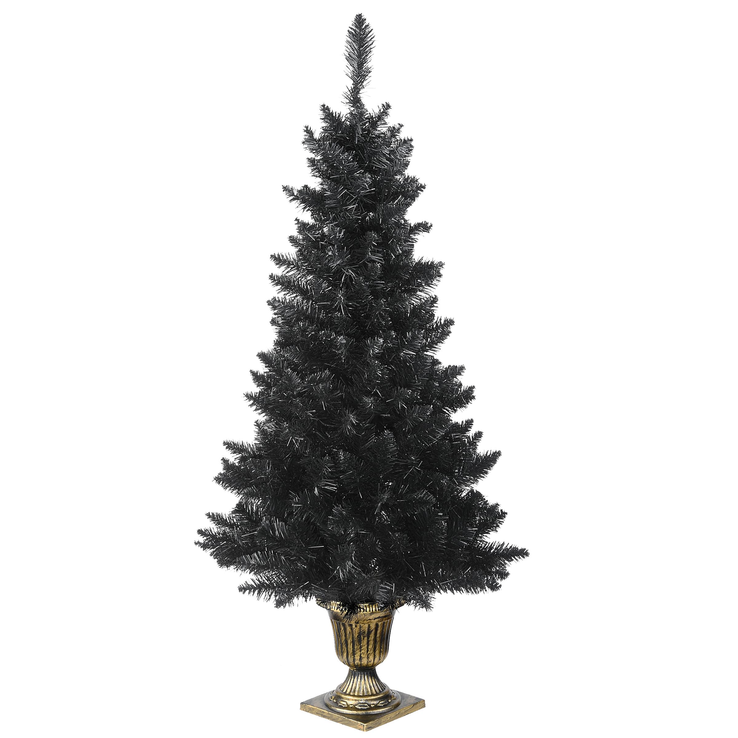 4ft. Pre-Lit Black Entrance Artificial Halloween Tree, Orange Lights