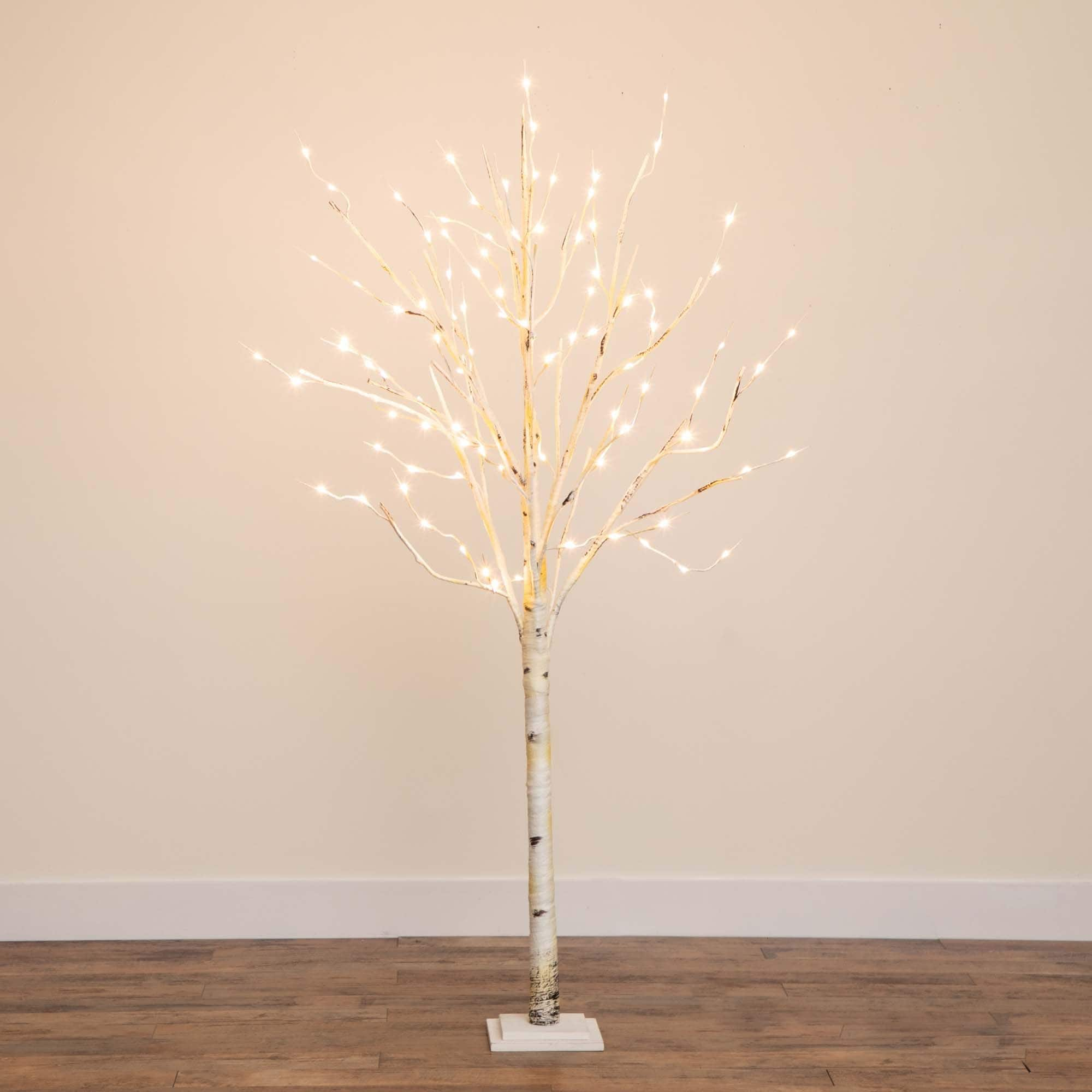 6ft. Pre-Lit White Birch Artificial Christmas Tree, Warm White LED Lights