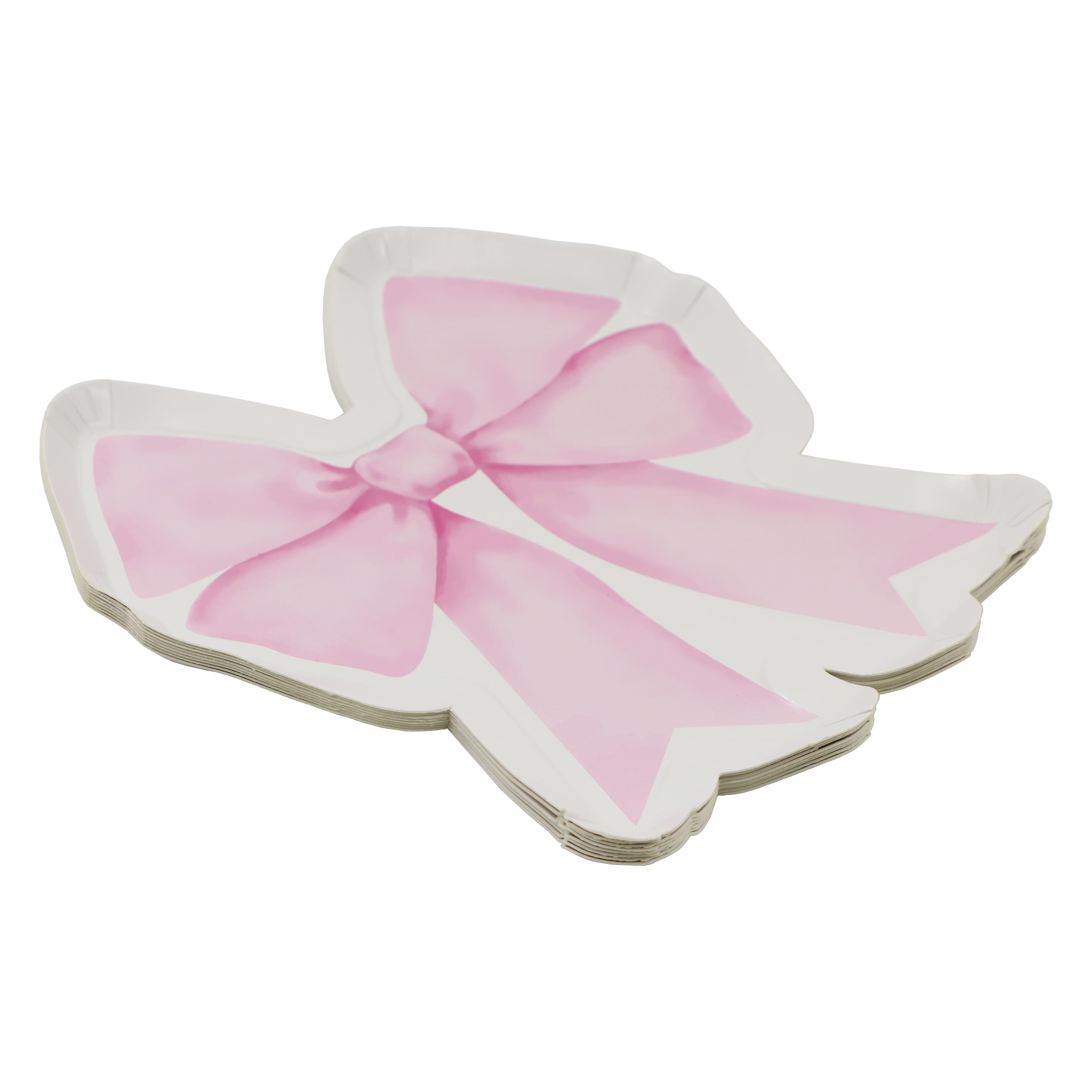 7&#x22; Pink Bow Snack Plates, 8ct. by Celebrate It&#x2122;