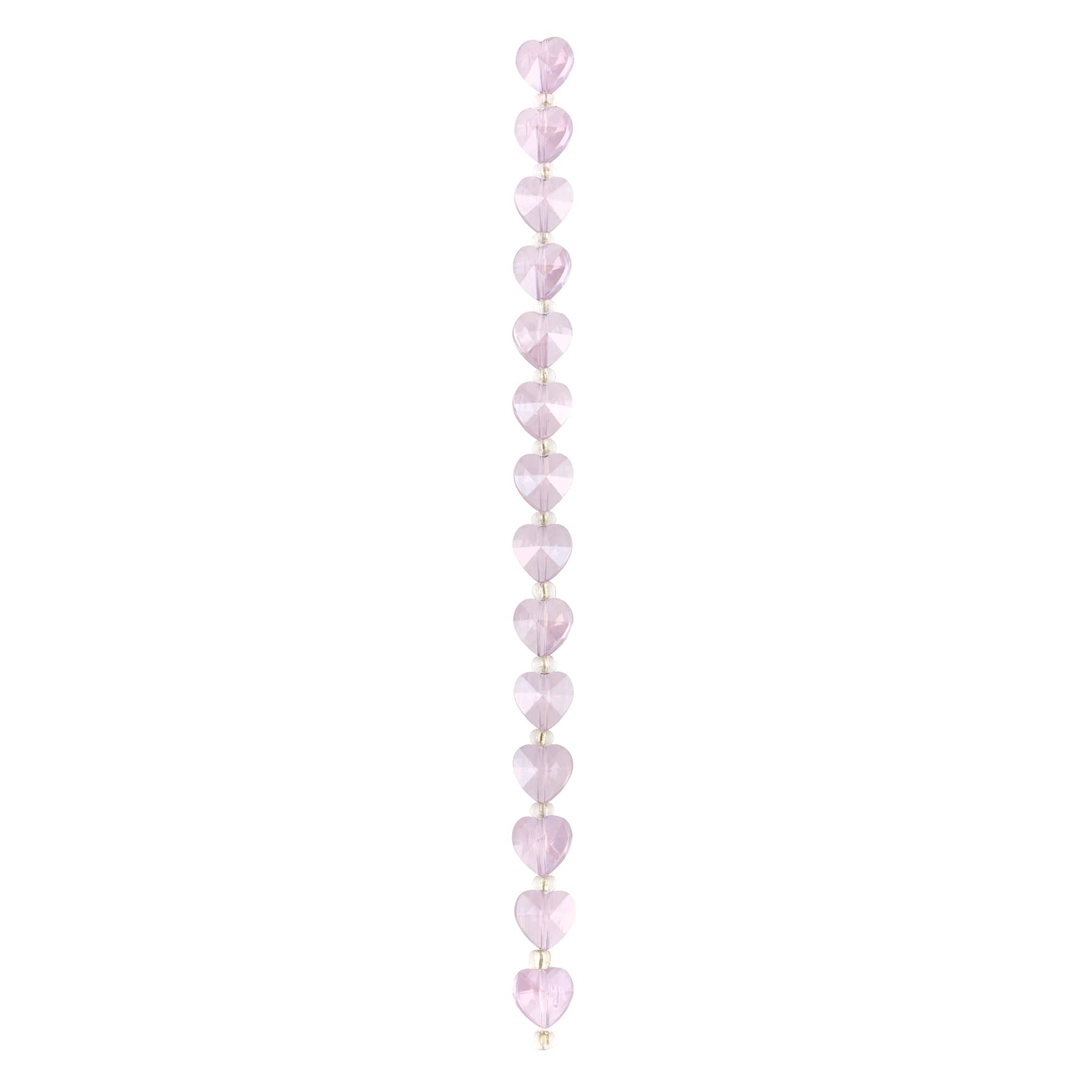 12 Pack: Purple Glass Heart Beads, 10mm by Bead Landing™