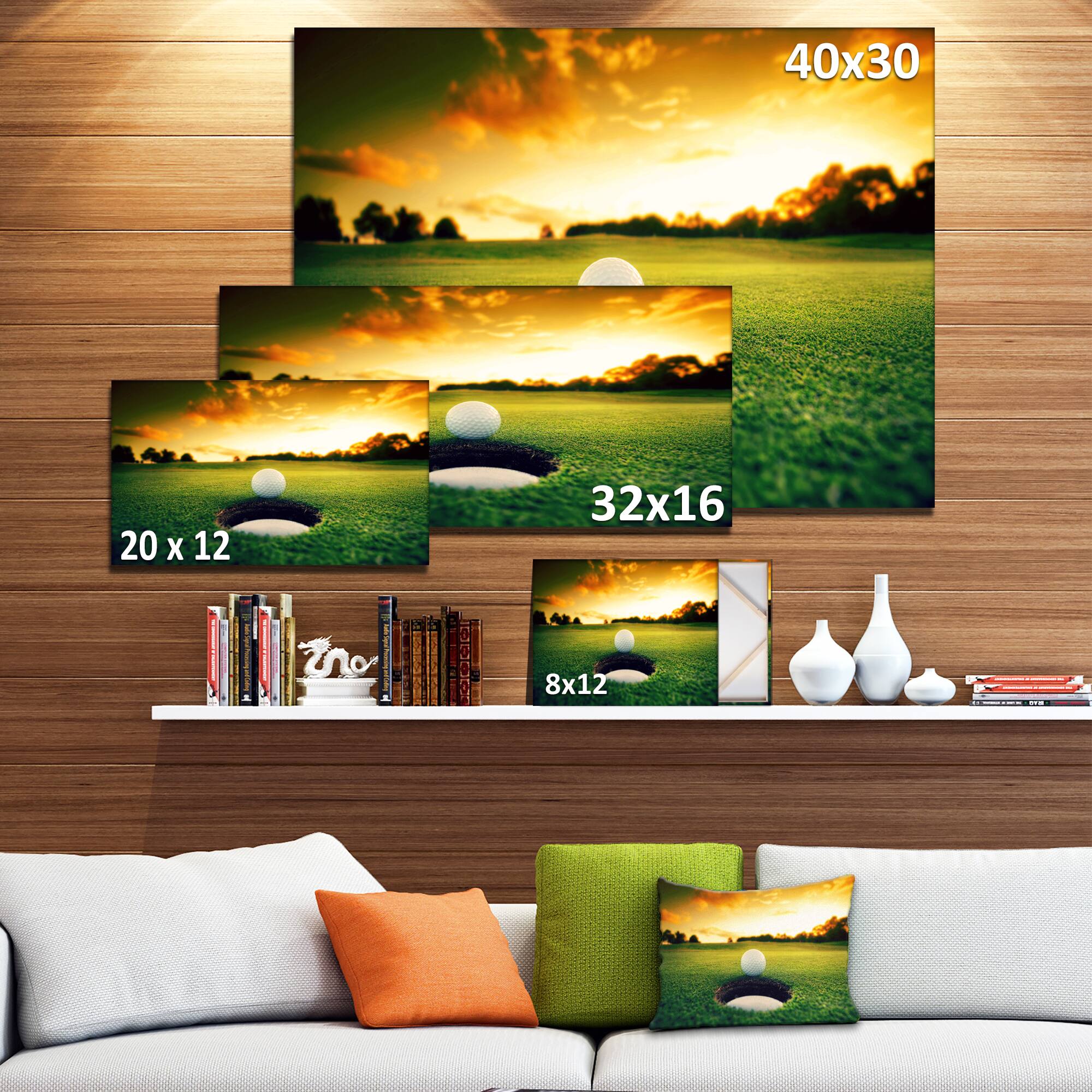 Designart - Golf Ball Near Hole - Landscape Canvas Art Print