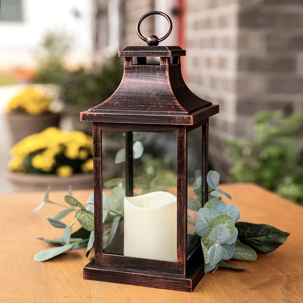 Kate Aspen&#xAE; Copper Hampton LED Vintage Decorative Lantern