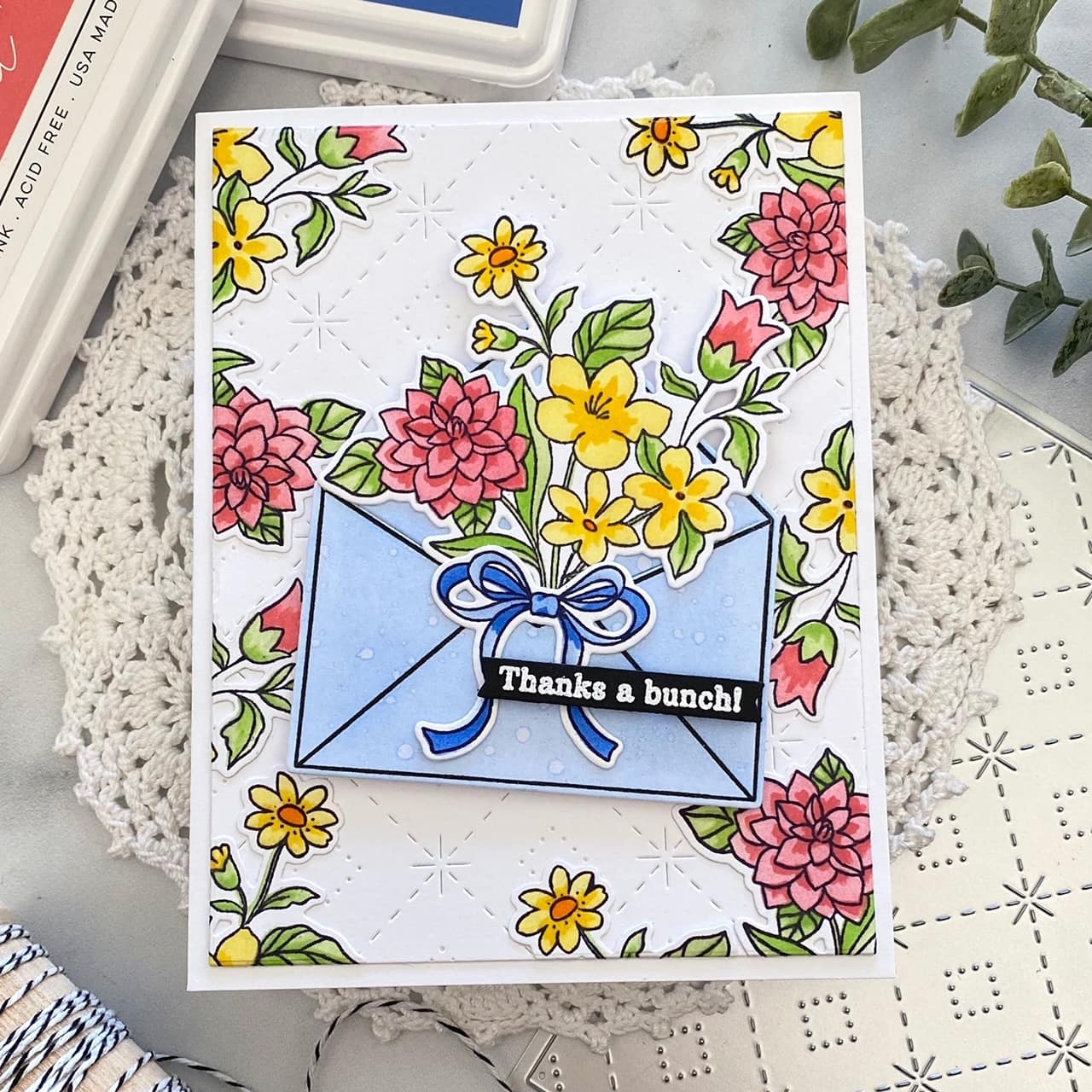 Pinkfresh Studio Floral Envelope Clear Stamp Set