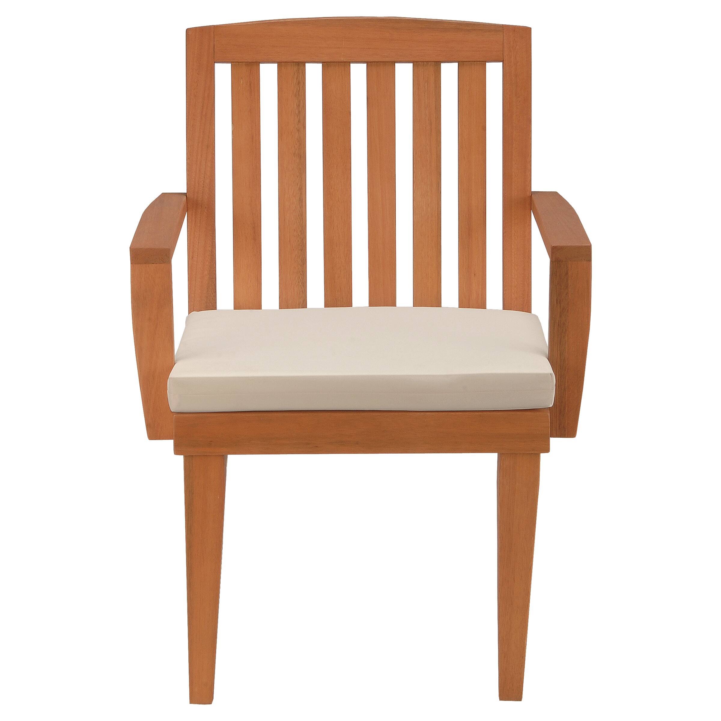 Eucalyptus Grandis Wood Dining Armchair with Beige Cushion