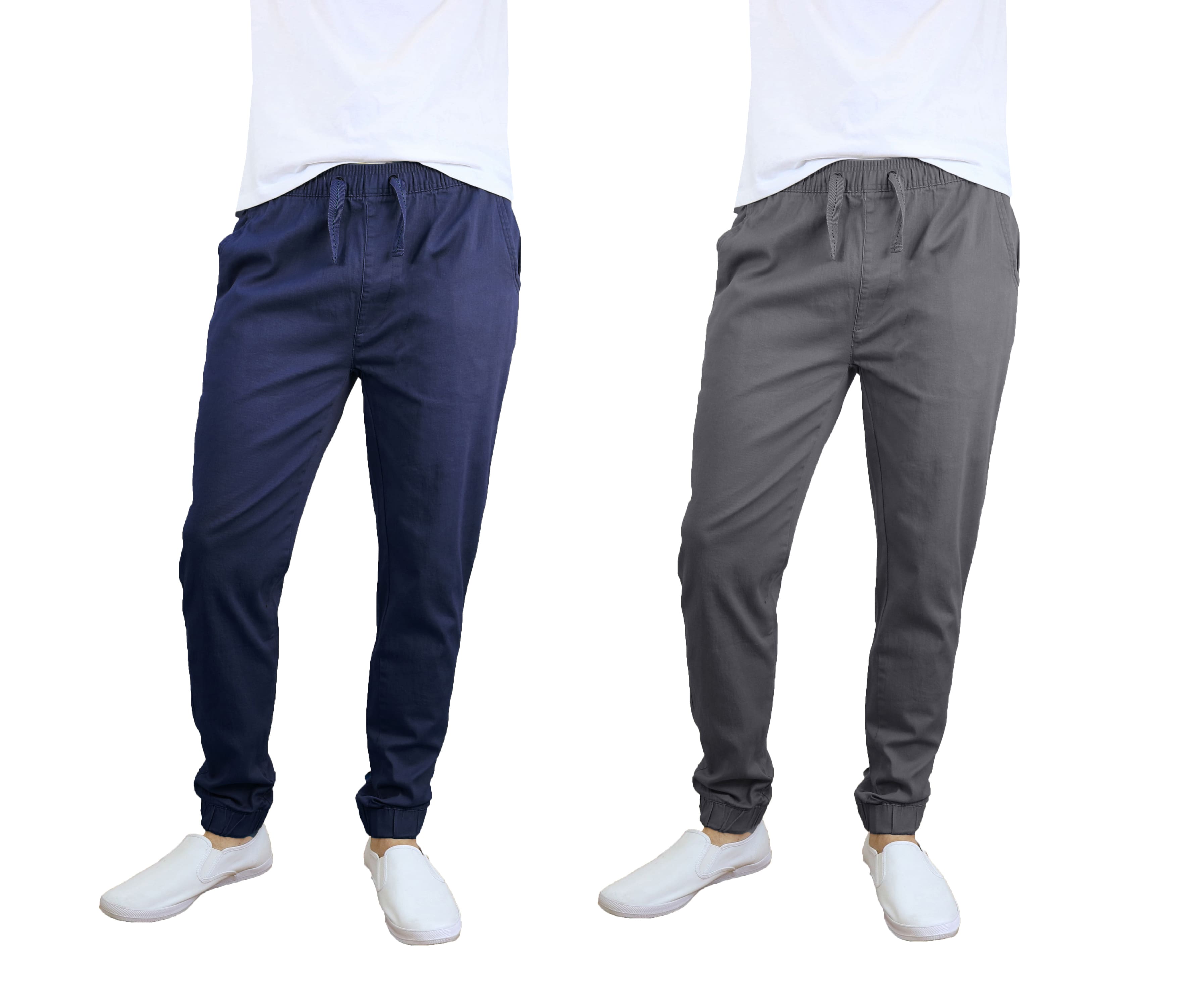 Galaxy By Harvic Slim Fit Basic Stretch Twill Men's Joggers 2 Pack