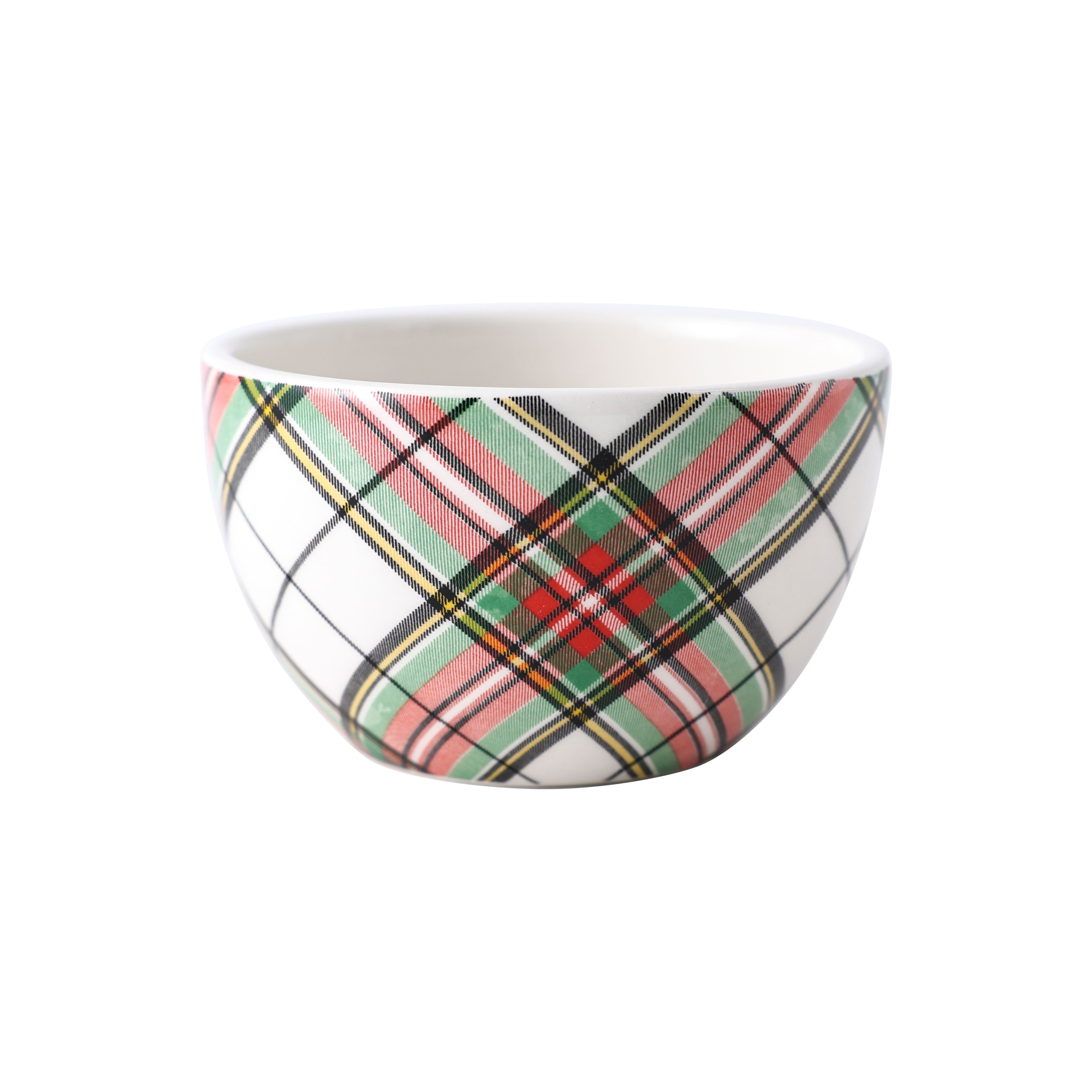 4&#x22; Green &#x26; Red Plaid Ceramic Bowl by Ashland&#xAE;