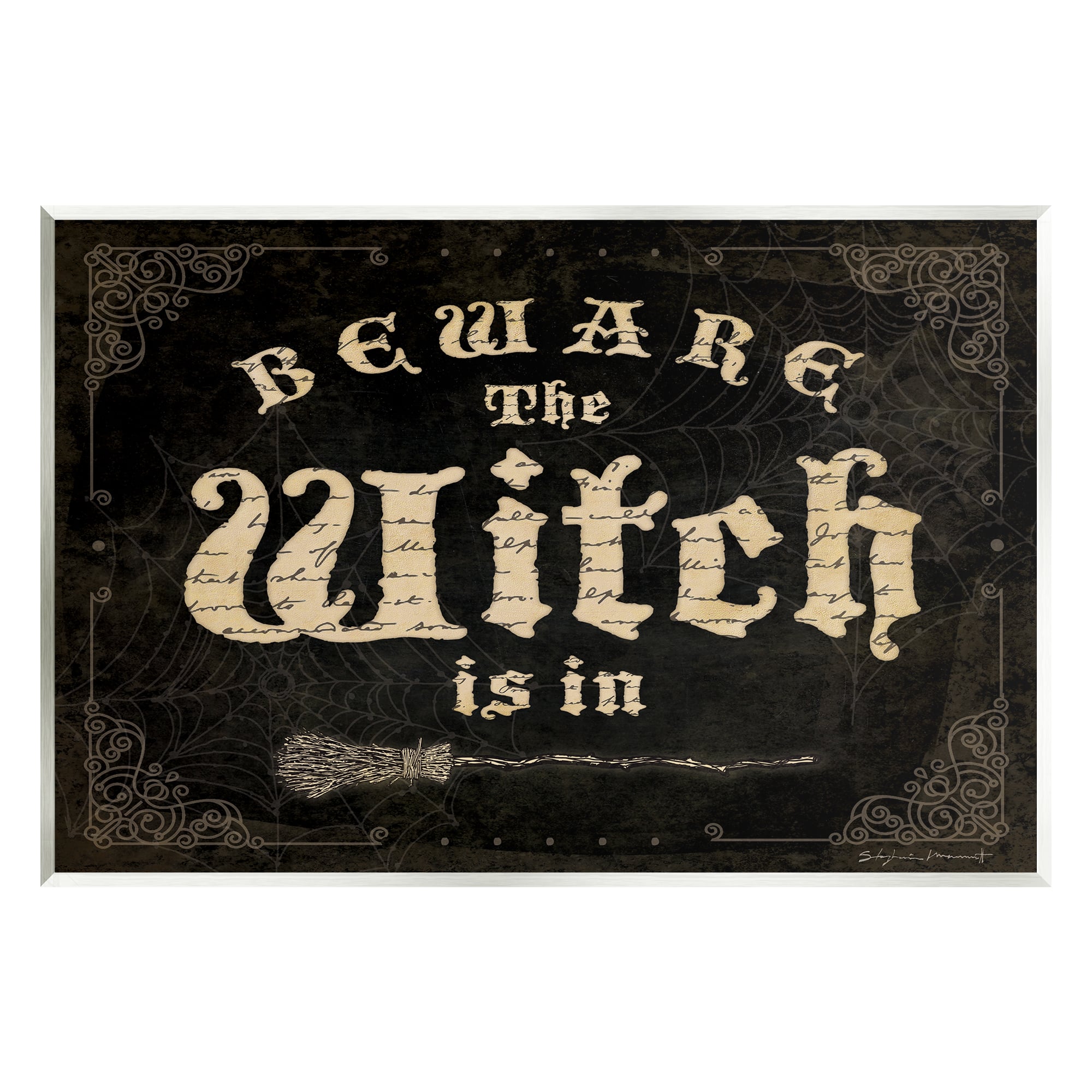 Stupell Industries Beware The Witch Vintage Phrase Wall Plaque Art