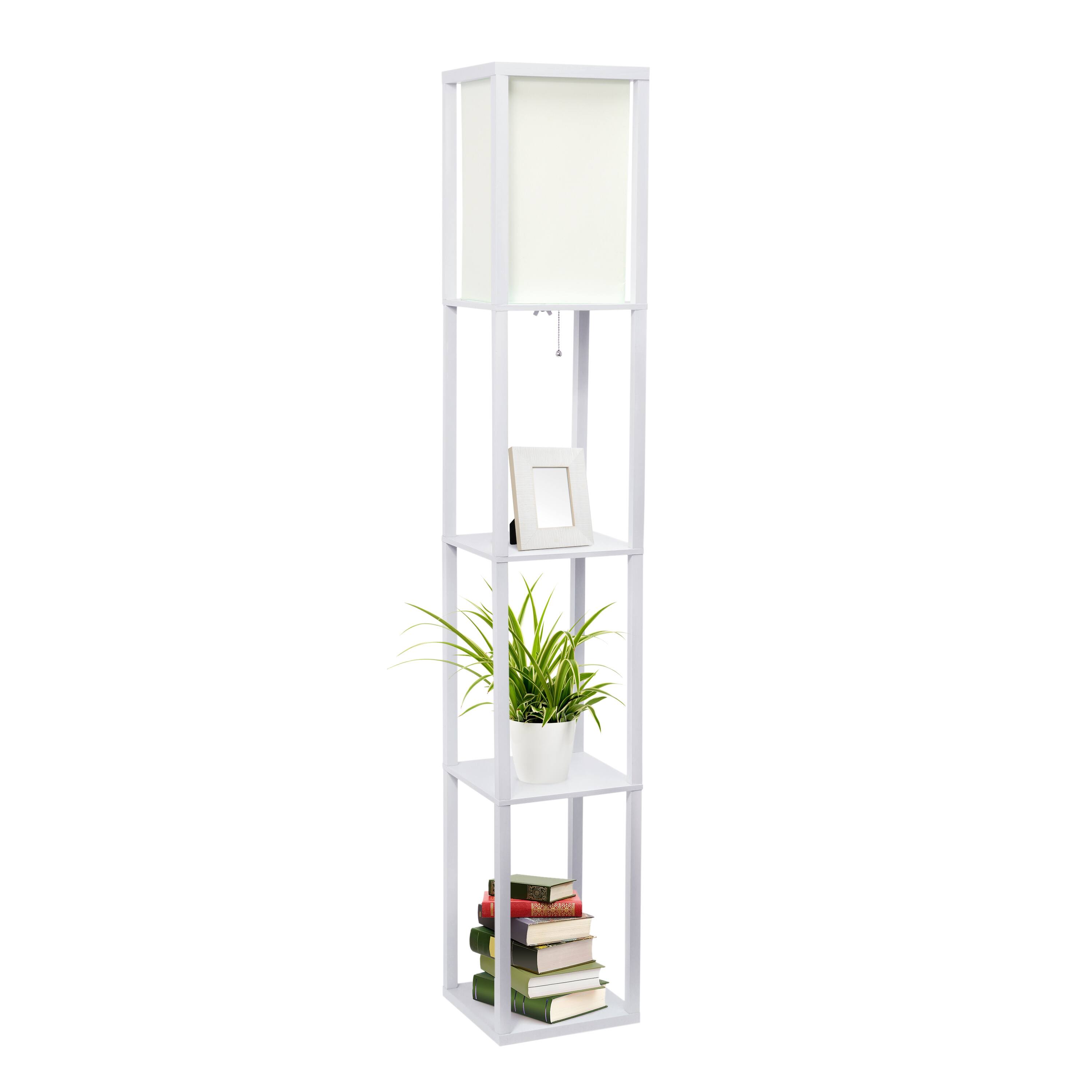 Lalia Home 5ft. Column Shelf Floor Lamp with Linen Shade