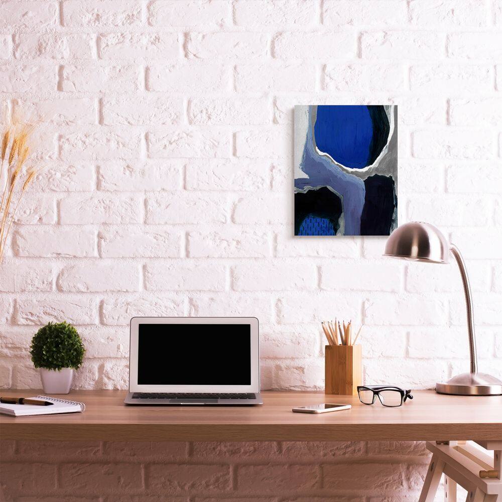 Stupell Industries Abstract Masculine Cobalt Blue Grey Black Design Canvas Wall Art