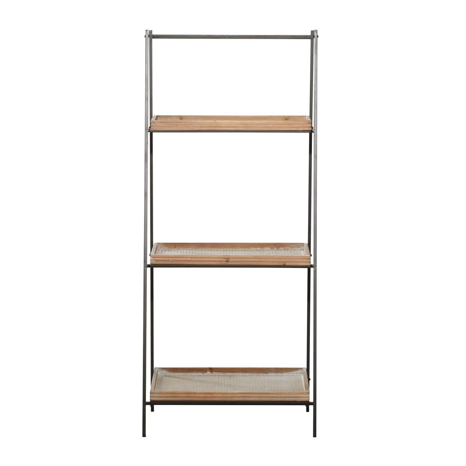 Brown Wood Industrial Wall Shelving Unit, 47 " x 21 " x 12 "