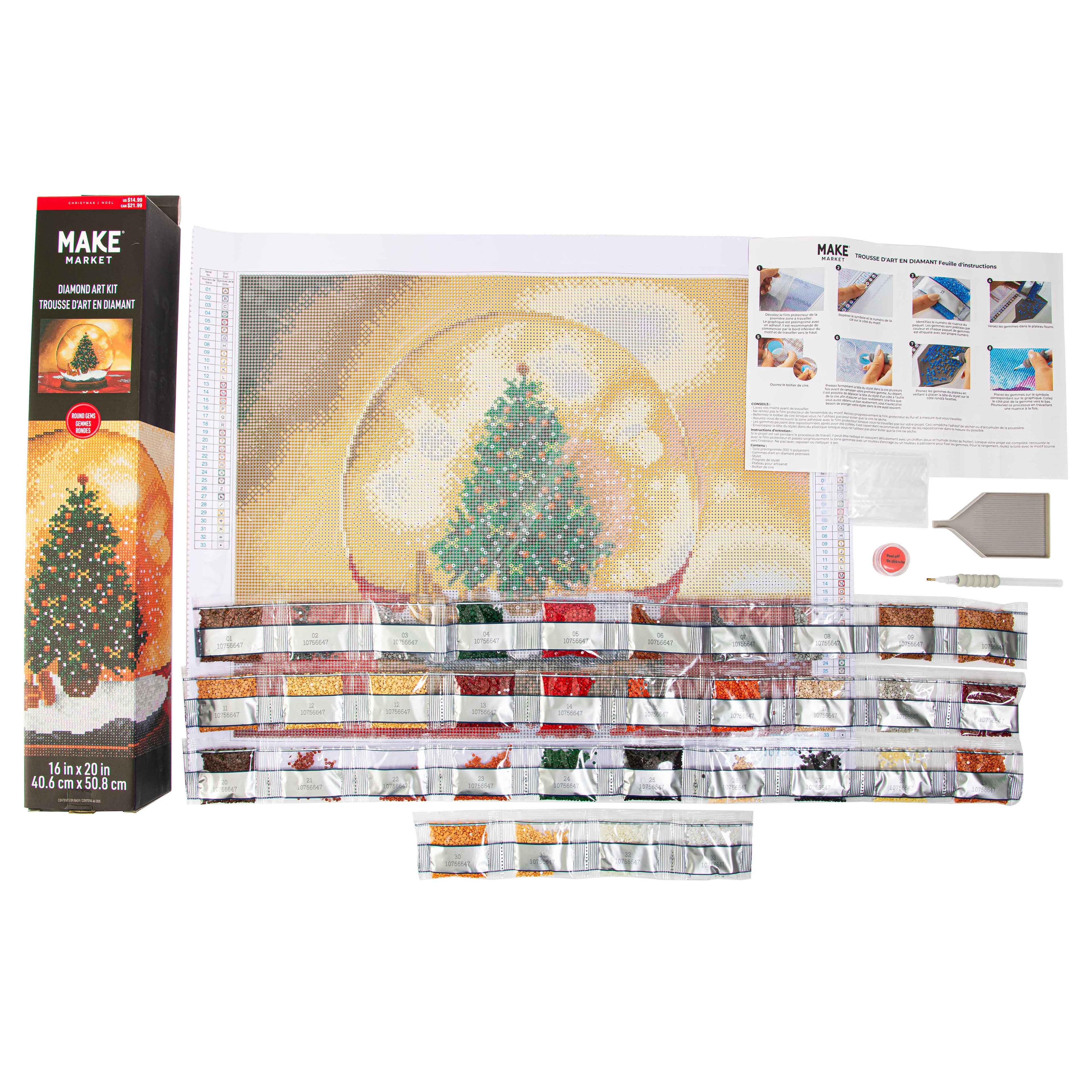 16&#x22; x 20&#x22; Snow Globe Diamond Art Kit by Make Market&#xAE;