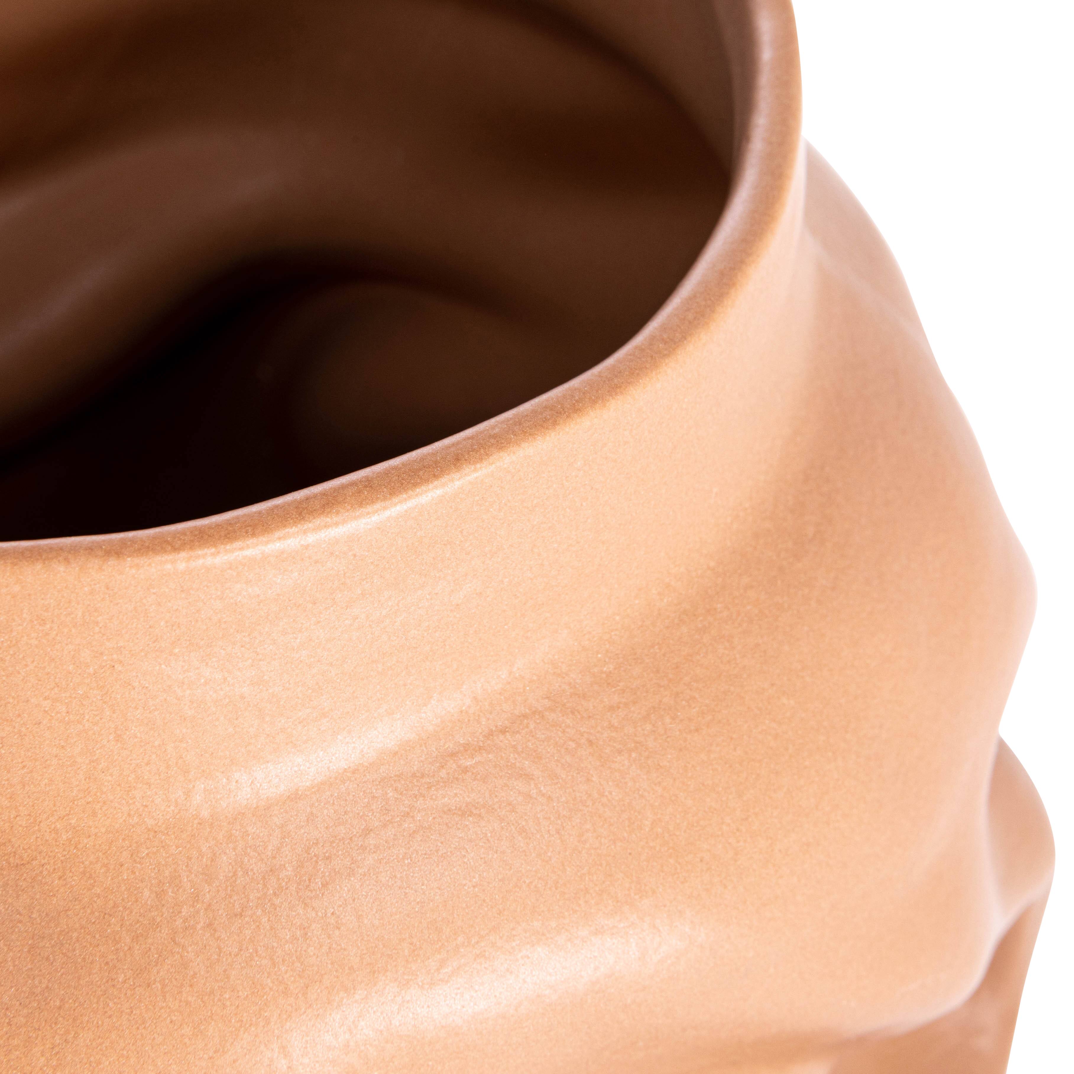 Hello Honey® 10" Brown Organically Shaped Stoneware Pinched Planter