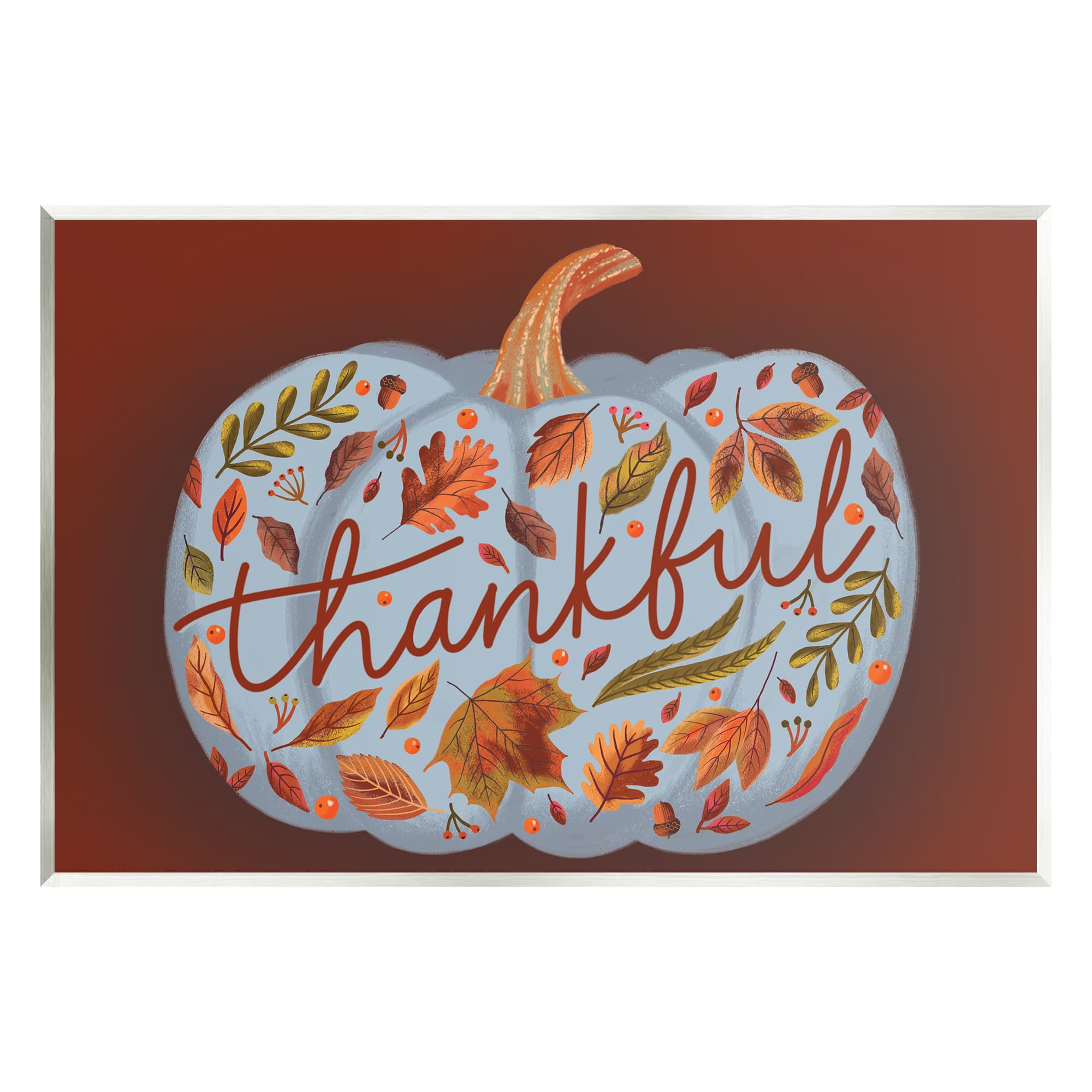 Stupell Industries Thankful Leaves & Pumpkin Wall Plaque