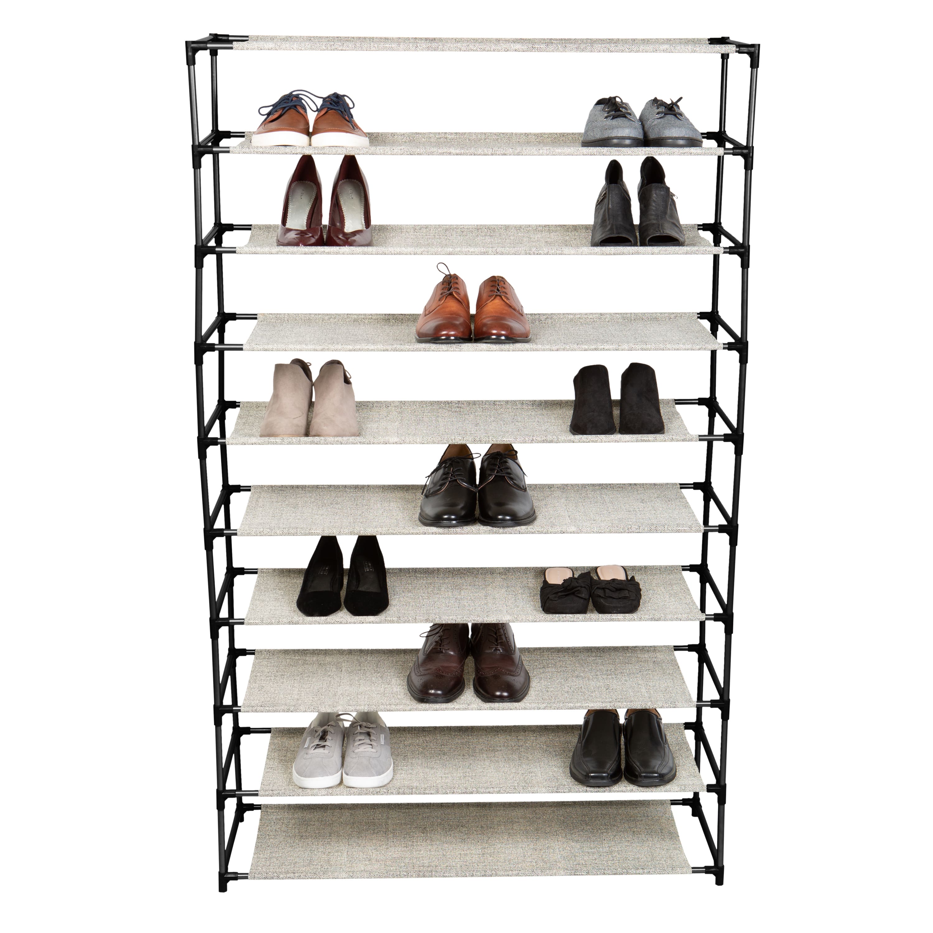 Simplify Black 10-Tier 50 Pair Shoe Rack