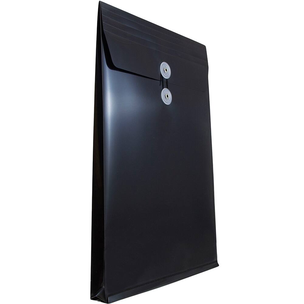 JAM Paper Legal Size Plastic Envelopes with Button &#x26; String Tie Closure, 12ct.