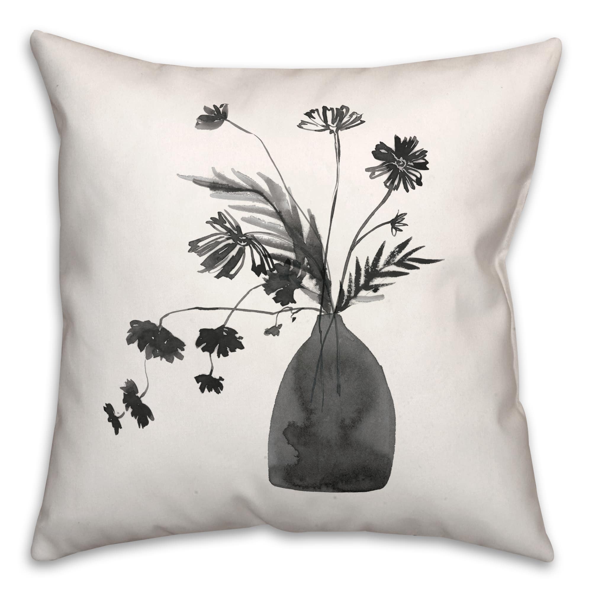 Monochromatic Floral III 18" x 18" Throw Pillow