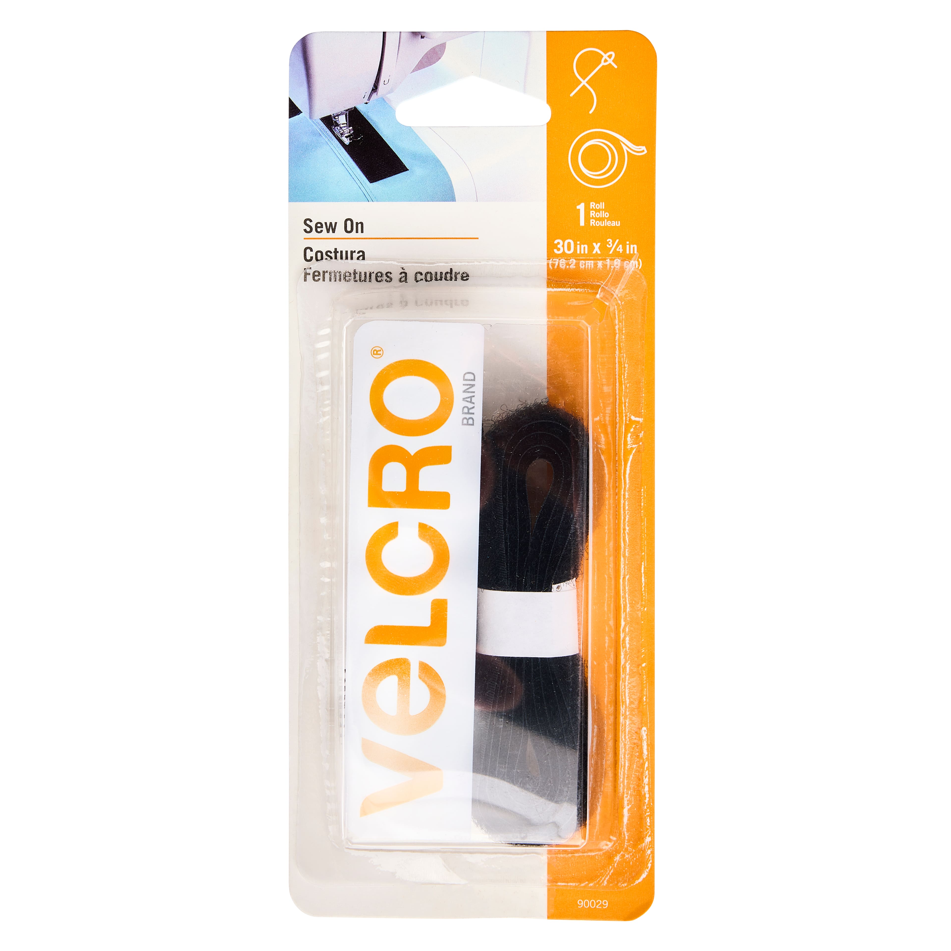 VELCRO Brand Sew On Hook Only Tape Black