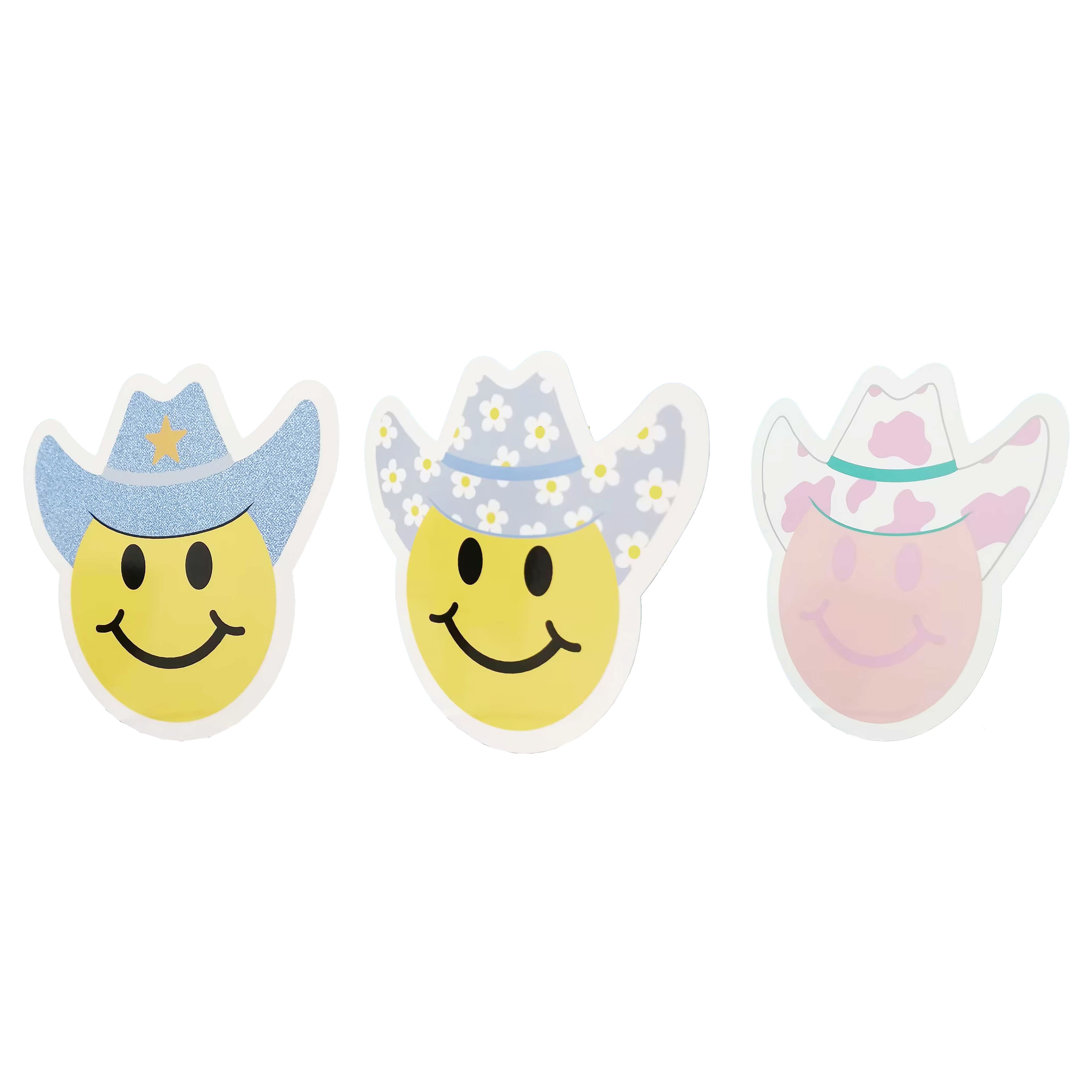9&#x22; Die Cut Cowboy Smile Emojis, 12ct. by B2C&#x2122;