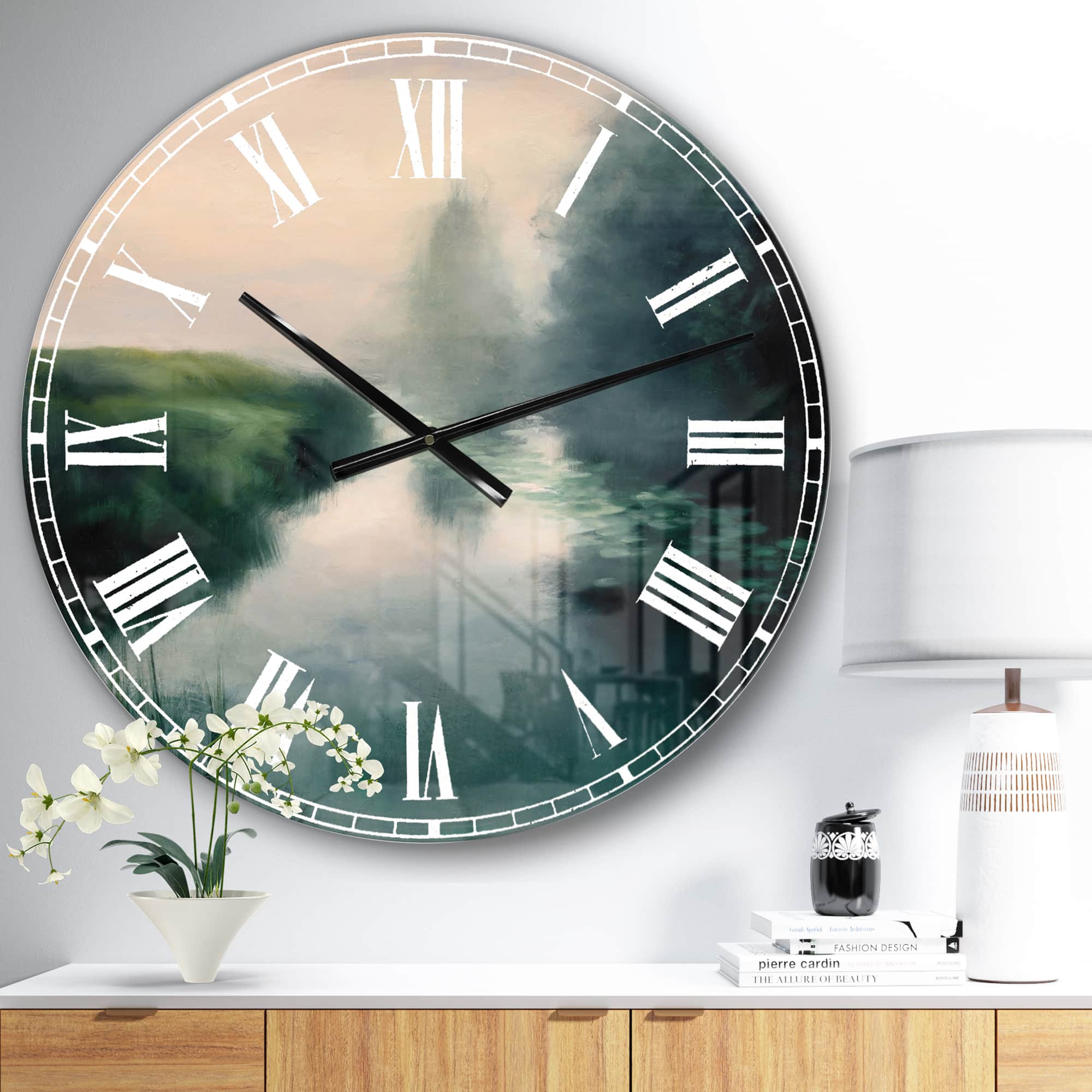 Designart Twilight Fog Lakeshore Wall Clock