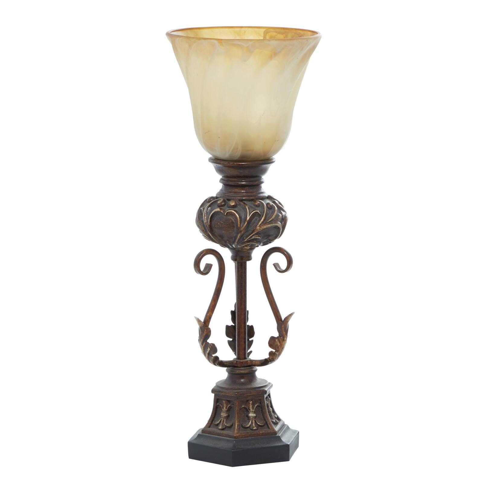 Brown Metal Mediterranean Uplight Table Lamp, 20&#x22; x 7&#x22; x 7&#x22;