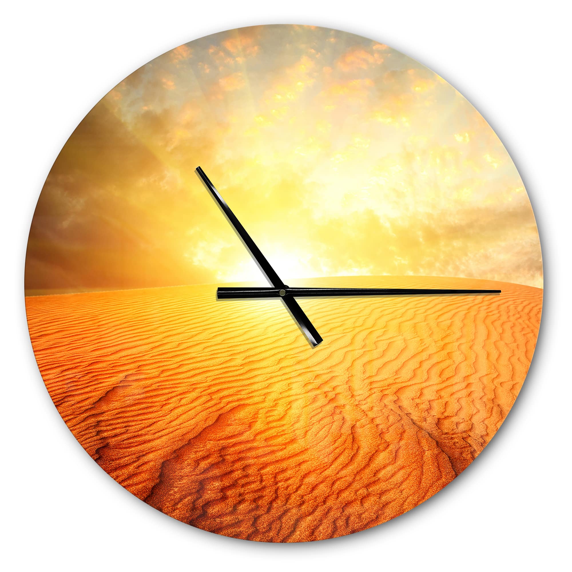 Designart Sand Landscape with Sun Modern Wall Clock