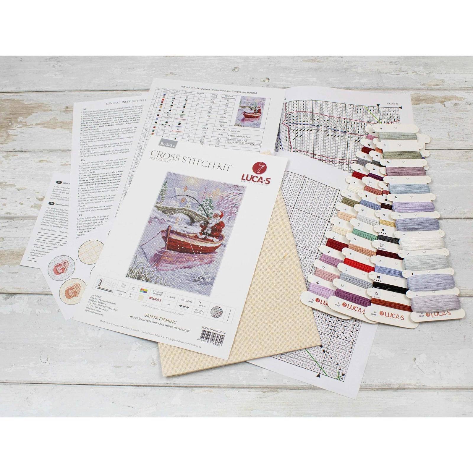 Luca-S Santa Fishing Counted Cross Stitch Kit