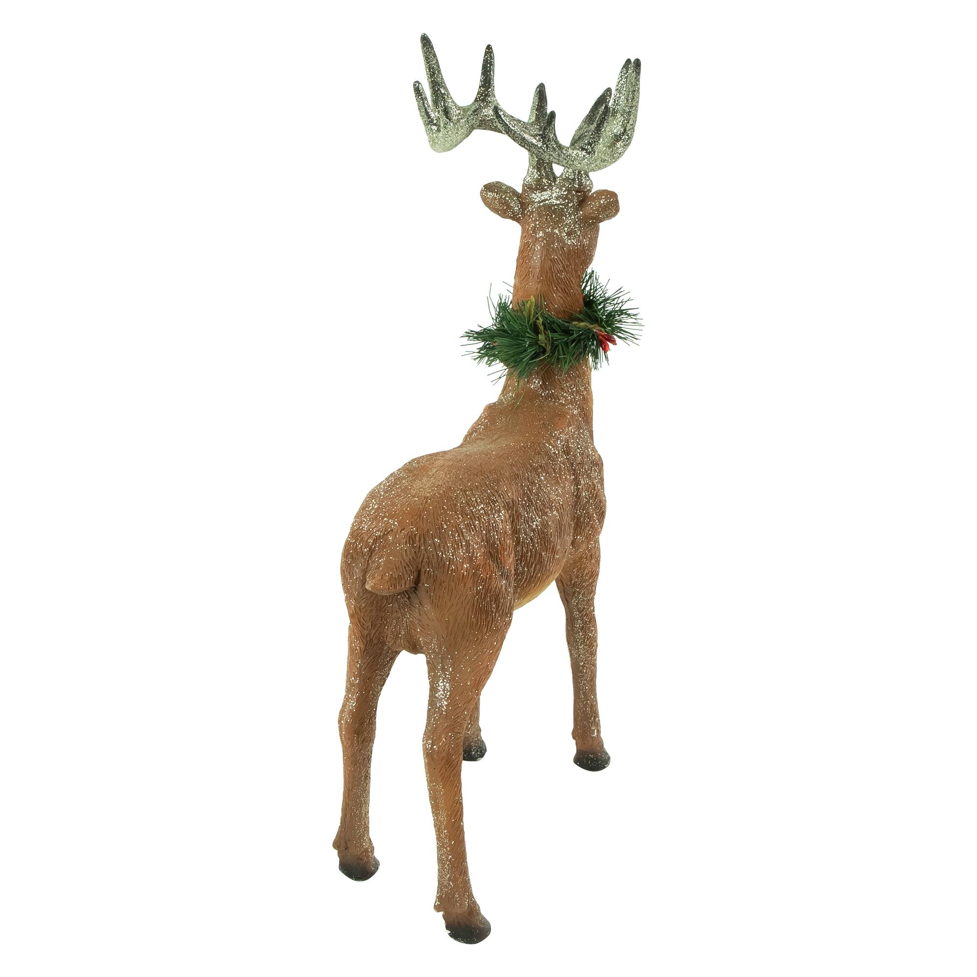 15.5" Glittered Brown Standing Christmas Decoration