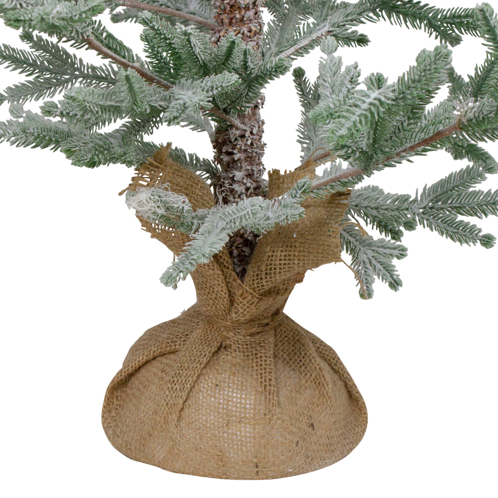 3ft. Unlit Snow-Covered Slim Pine Artificial Christmas Tree in Jute Base