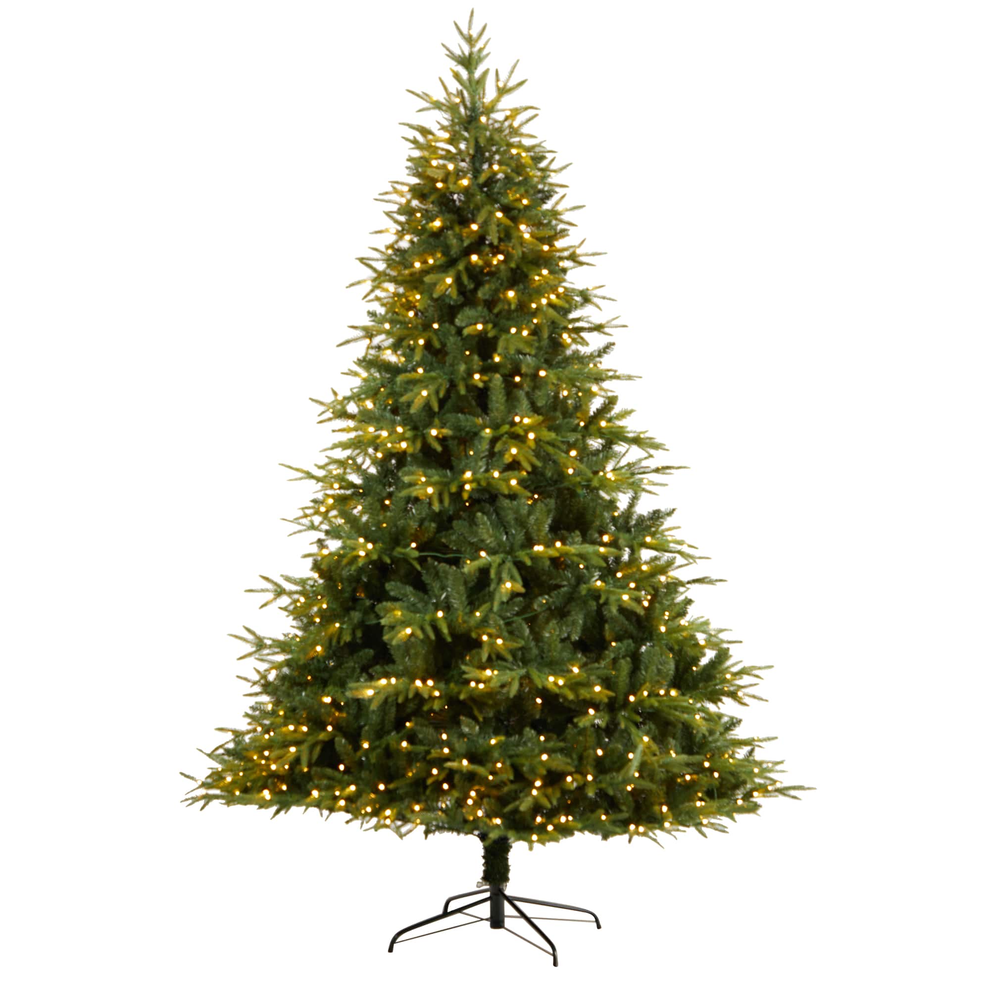 8ft. Pre-Lit Colorado Mountain Fir Natural Look Artificial Christmas Tree, White LED Lights